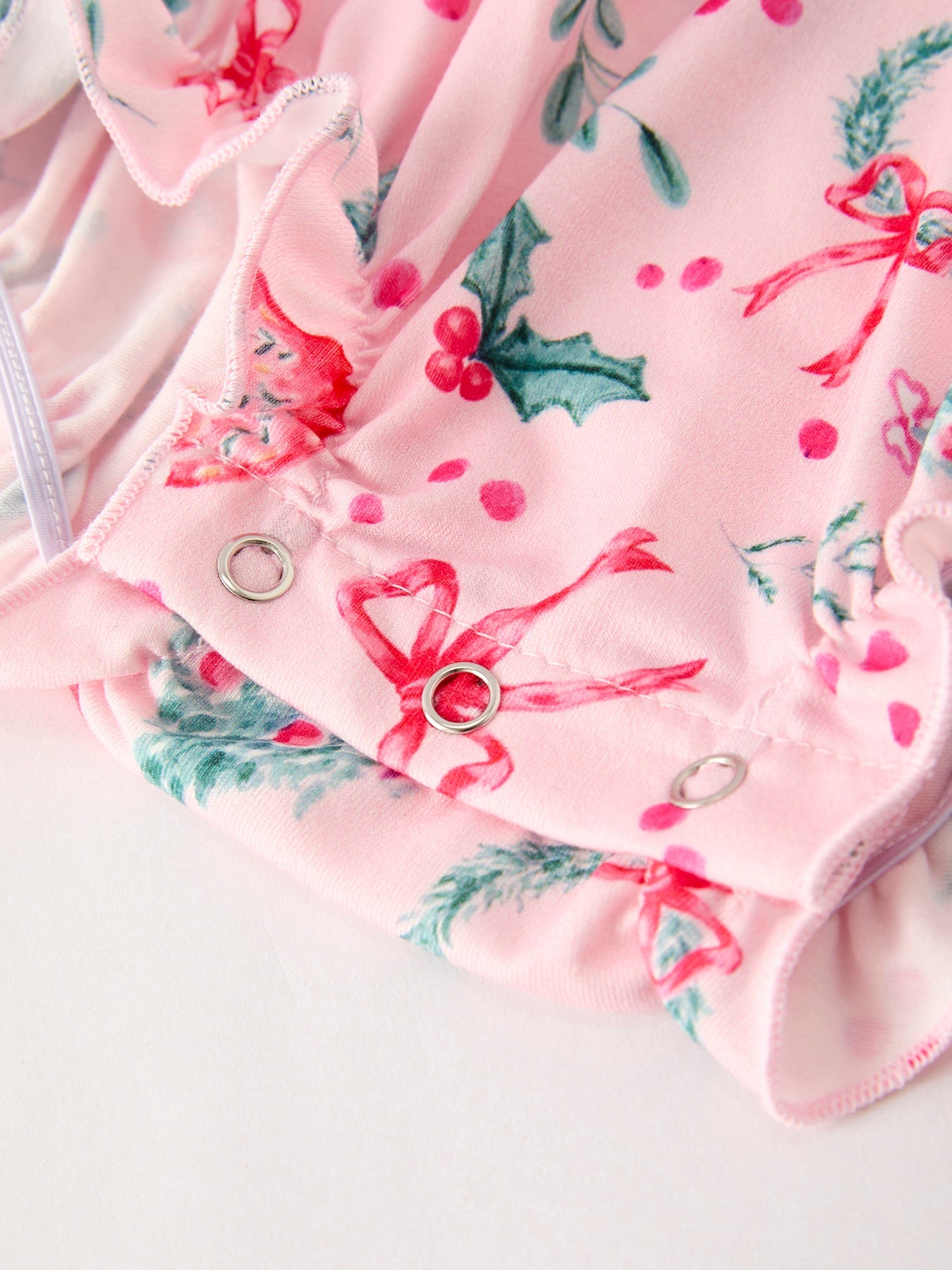 Winter Christmas Smocking Embroidery Colorful Girls Romper