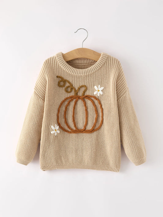Fall Girls Thanksgiving Halloween Pumpkin Pullover Sweater