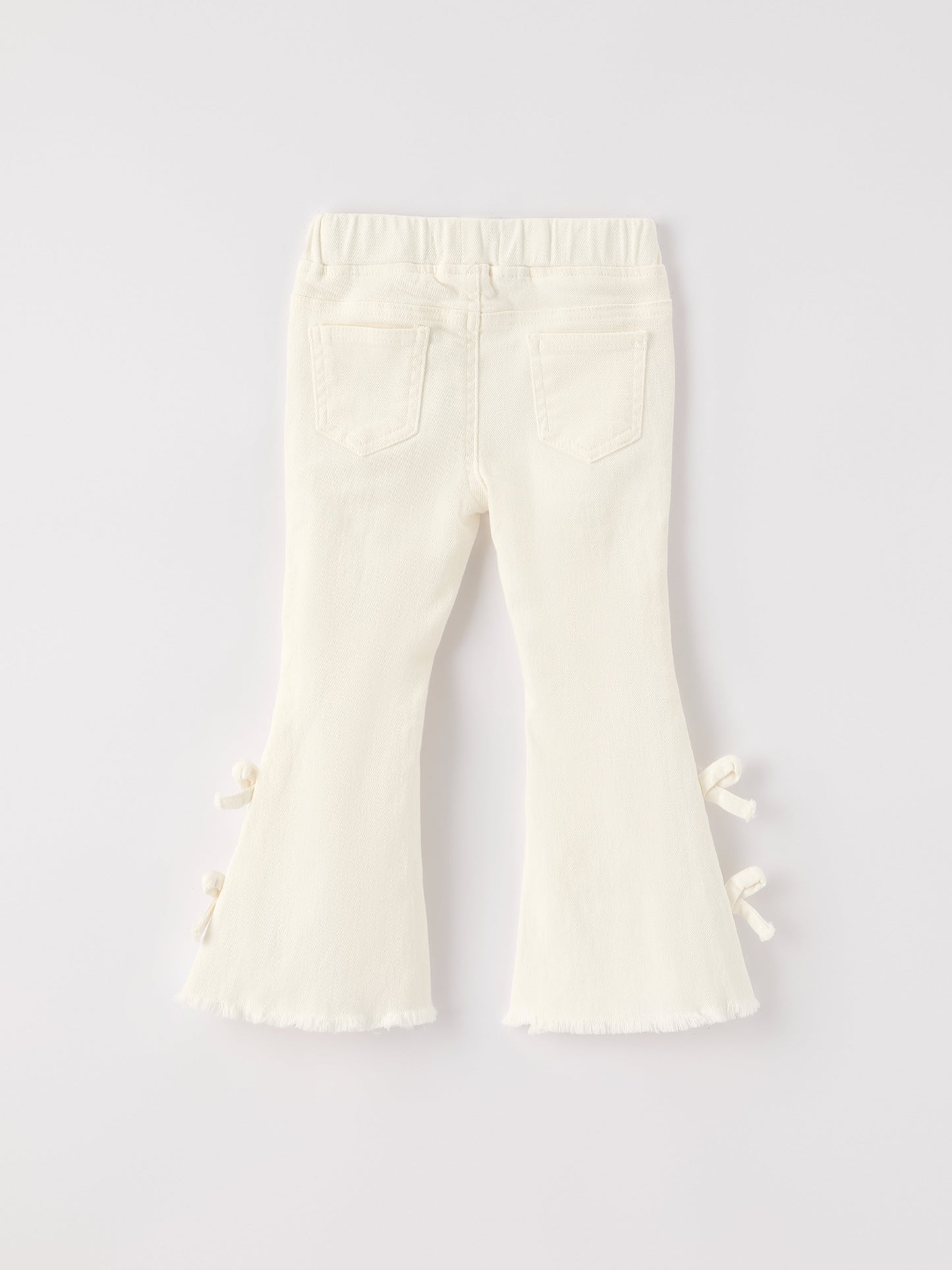 Fall Christmas Charming White Denim Pants with Cute Bows