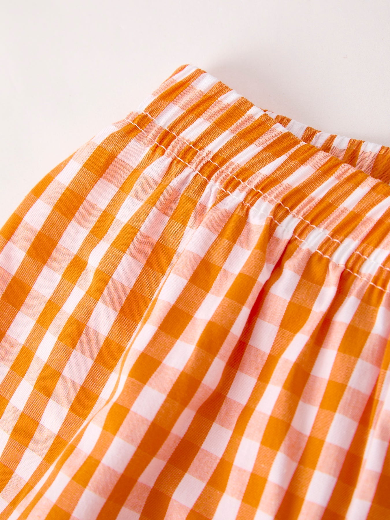 Fall Turkey Embroidered Boy Set – Orange Checkered with Halloween Details