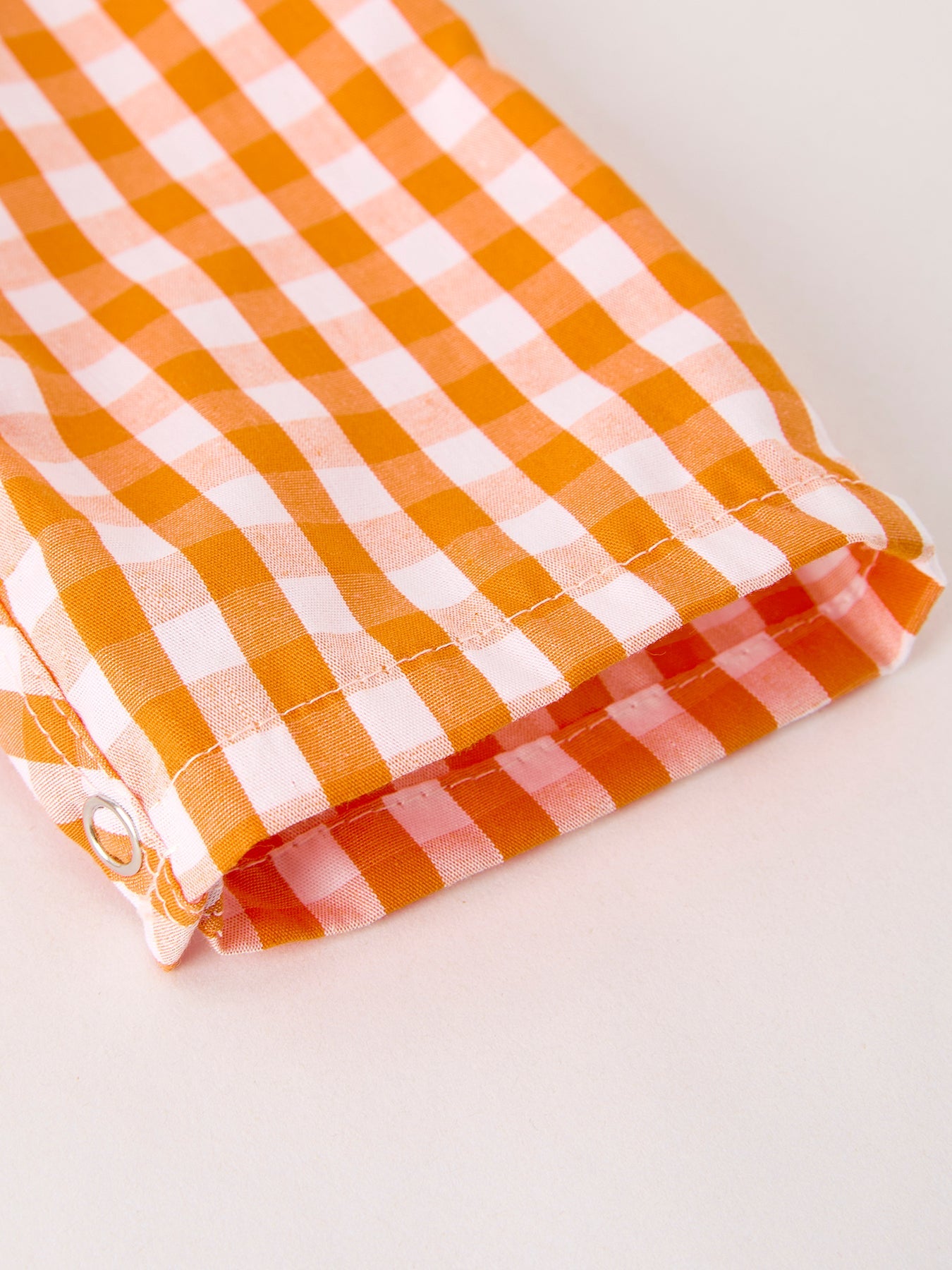 Fall Turkey Embroidered Romper for Baby Boys – Orange Checkered with Halloween Details