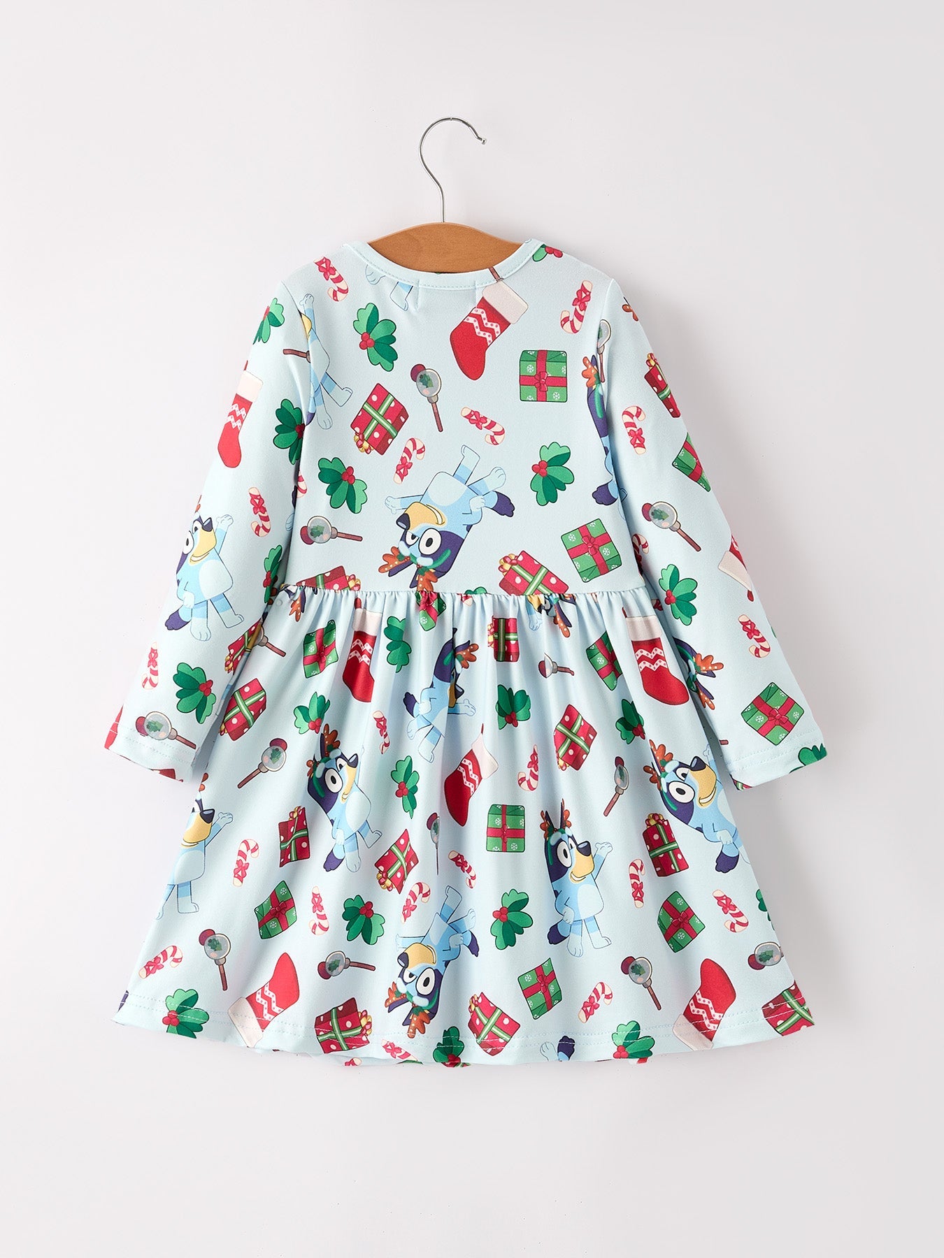 Christmas Characters and Gift Print Girls Dress