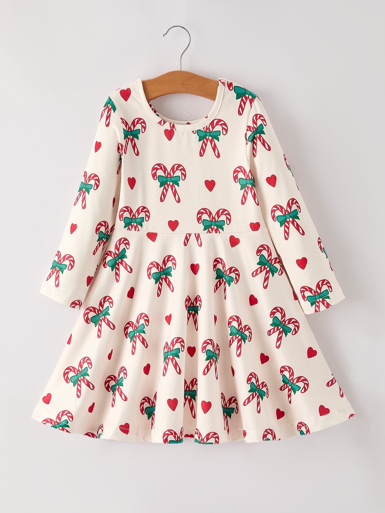 Candy Cane & Heart Christmas Girls Dress