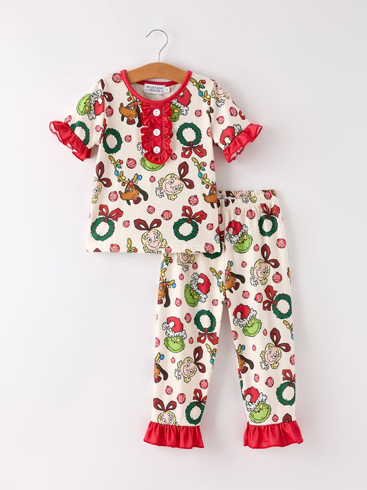 Christmas Character Pattern Girl Pajama Set