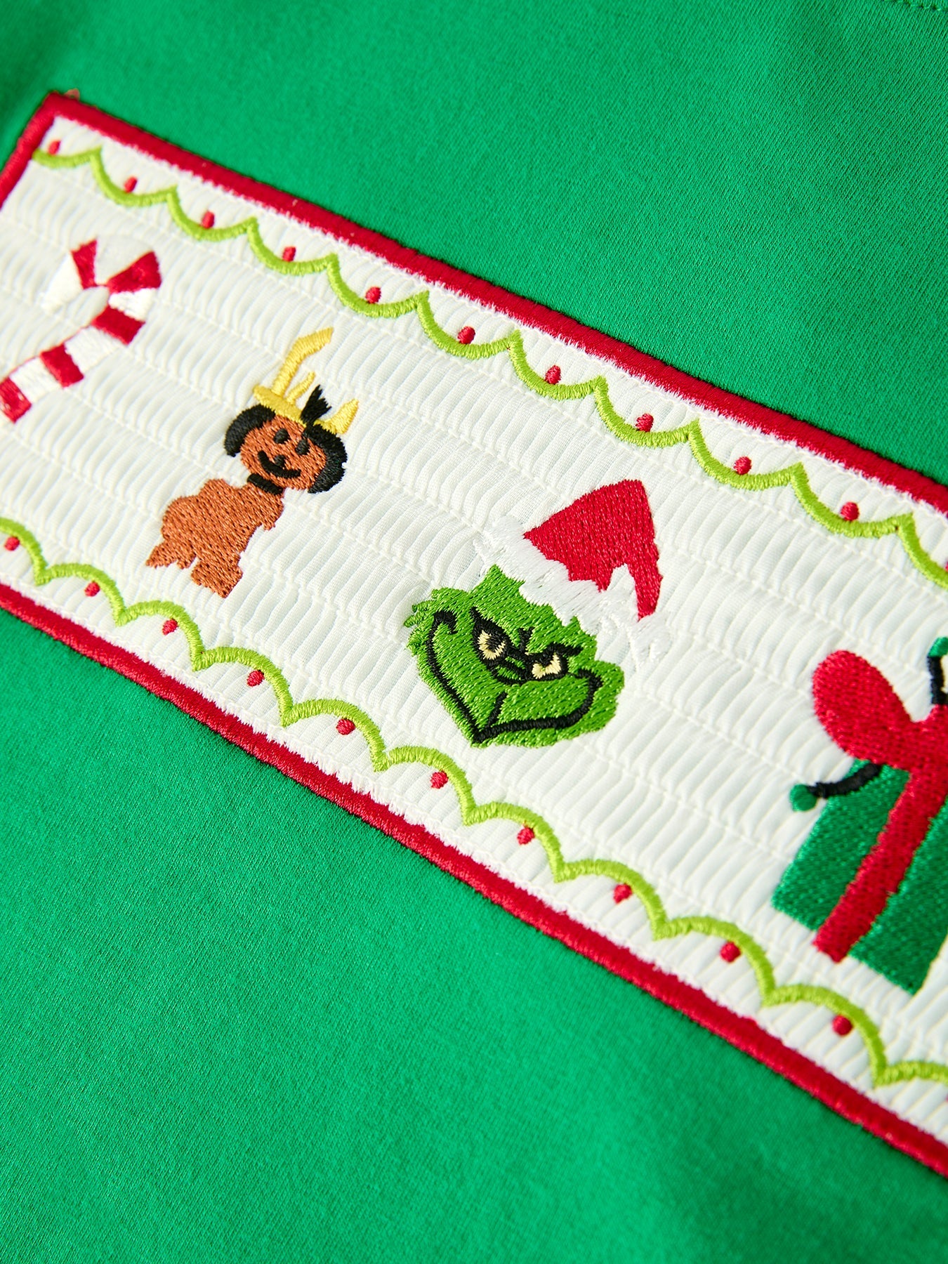 Christmas Character Candy Embroidery Green Boys Set