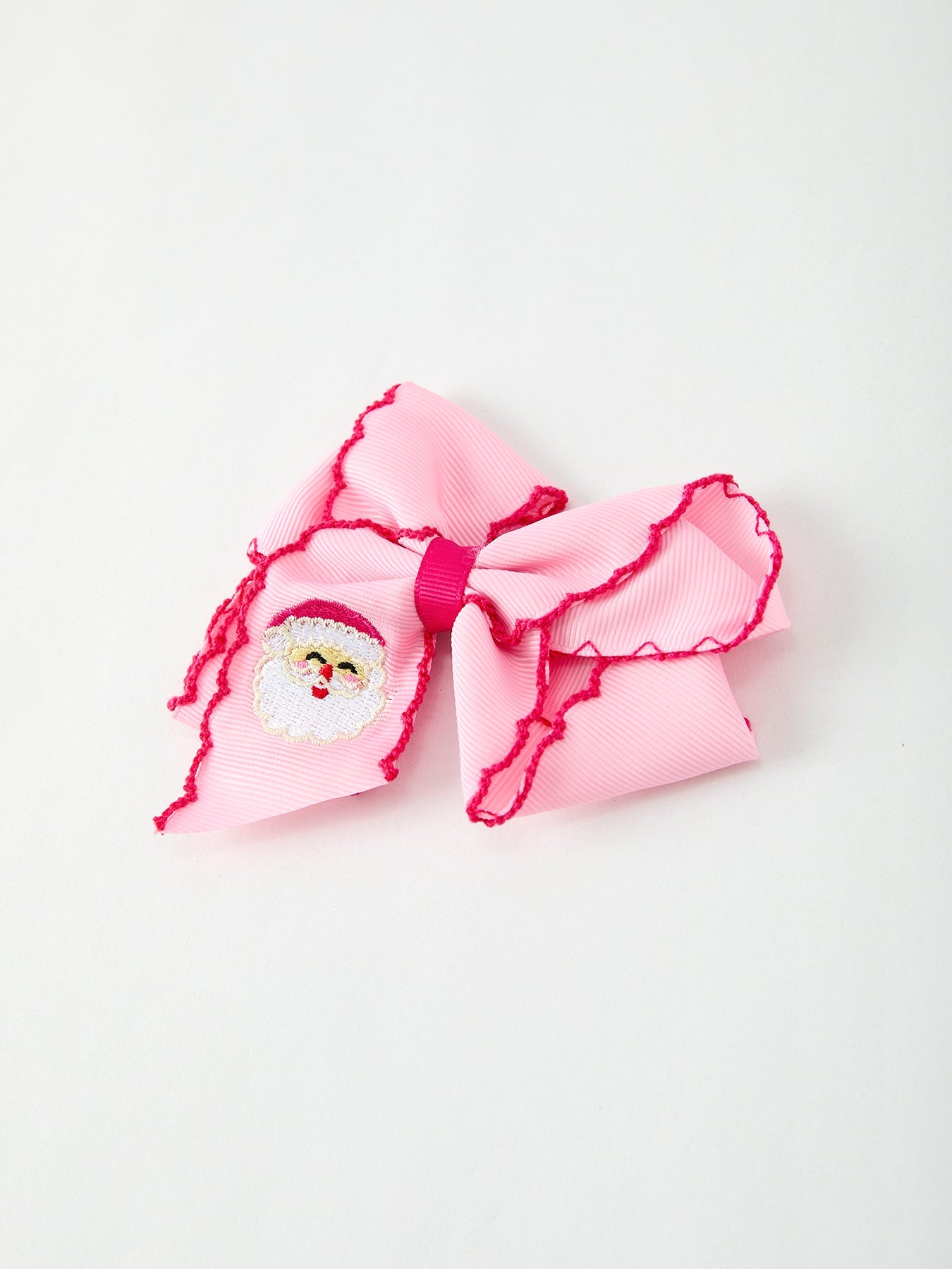Christmas Santa Claus Pink Bow 4.1 Inch Hairpin