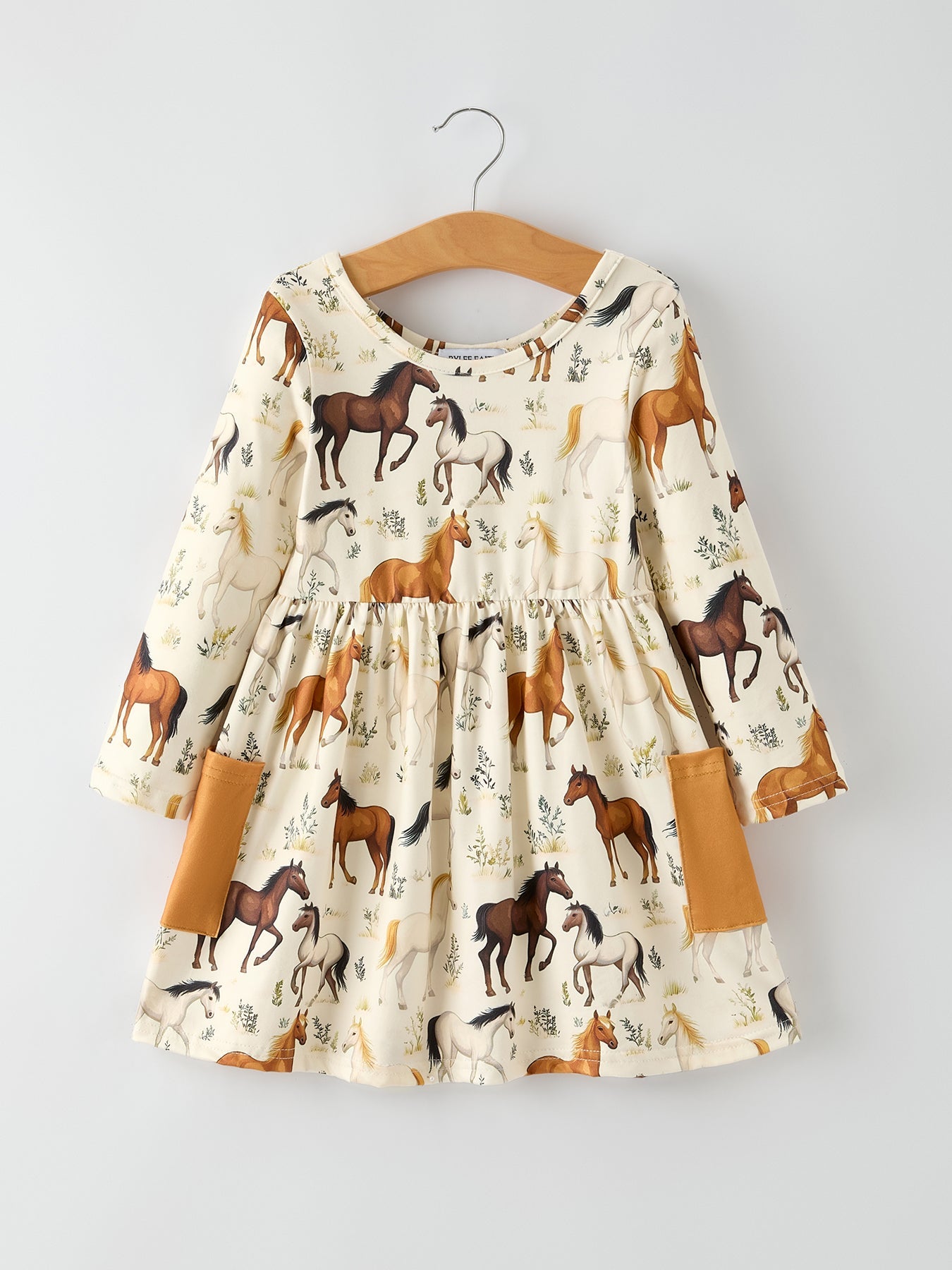 PREORDER Western Horse Print Long Sleeve Dress