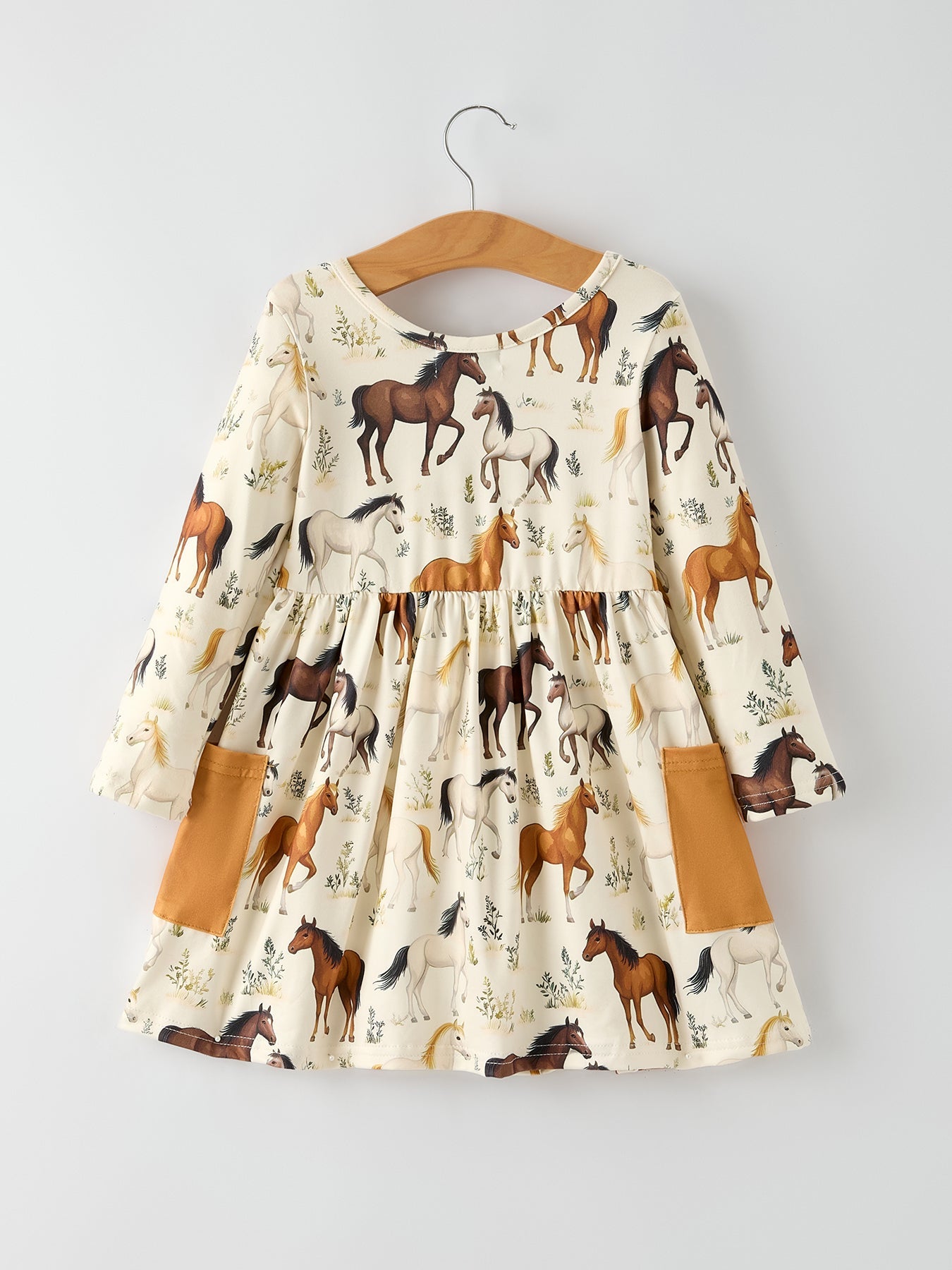 PREORDER Western Horse Print Long Sleeve Dress