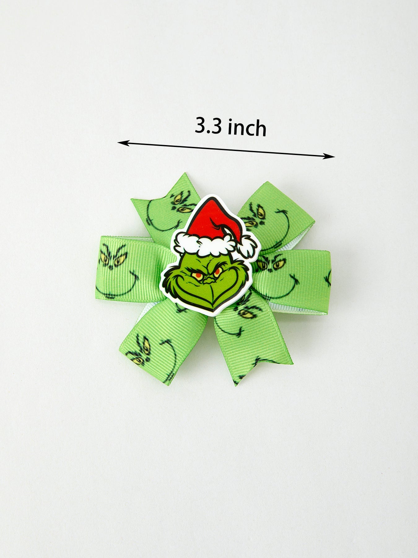 Christmas Character Green Bow 3.3 inch Hairpin (2pcs)
