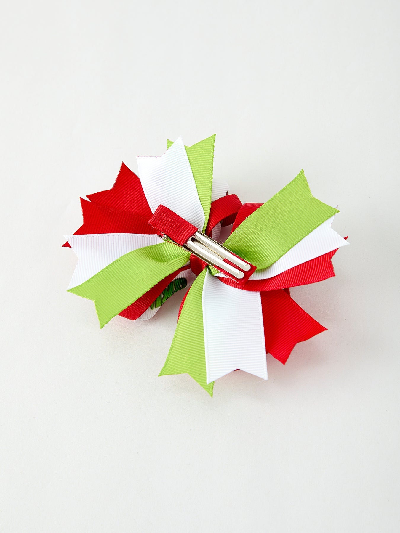 Christmas Character Red Green Bow 4.7 inch Hairpin
