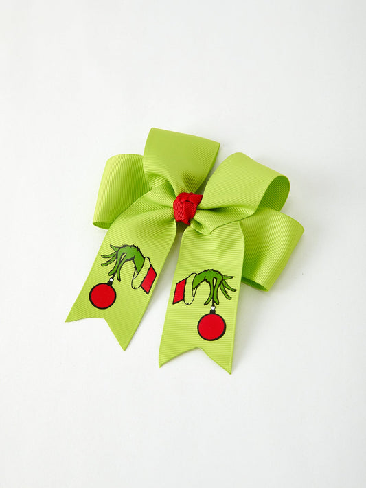 Christmas Green Bow 4.7inch Hairpin
