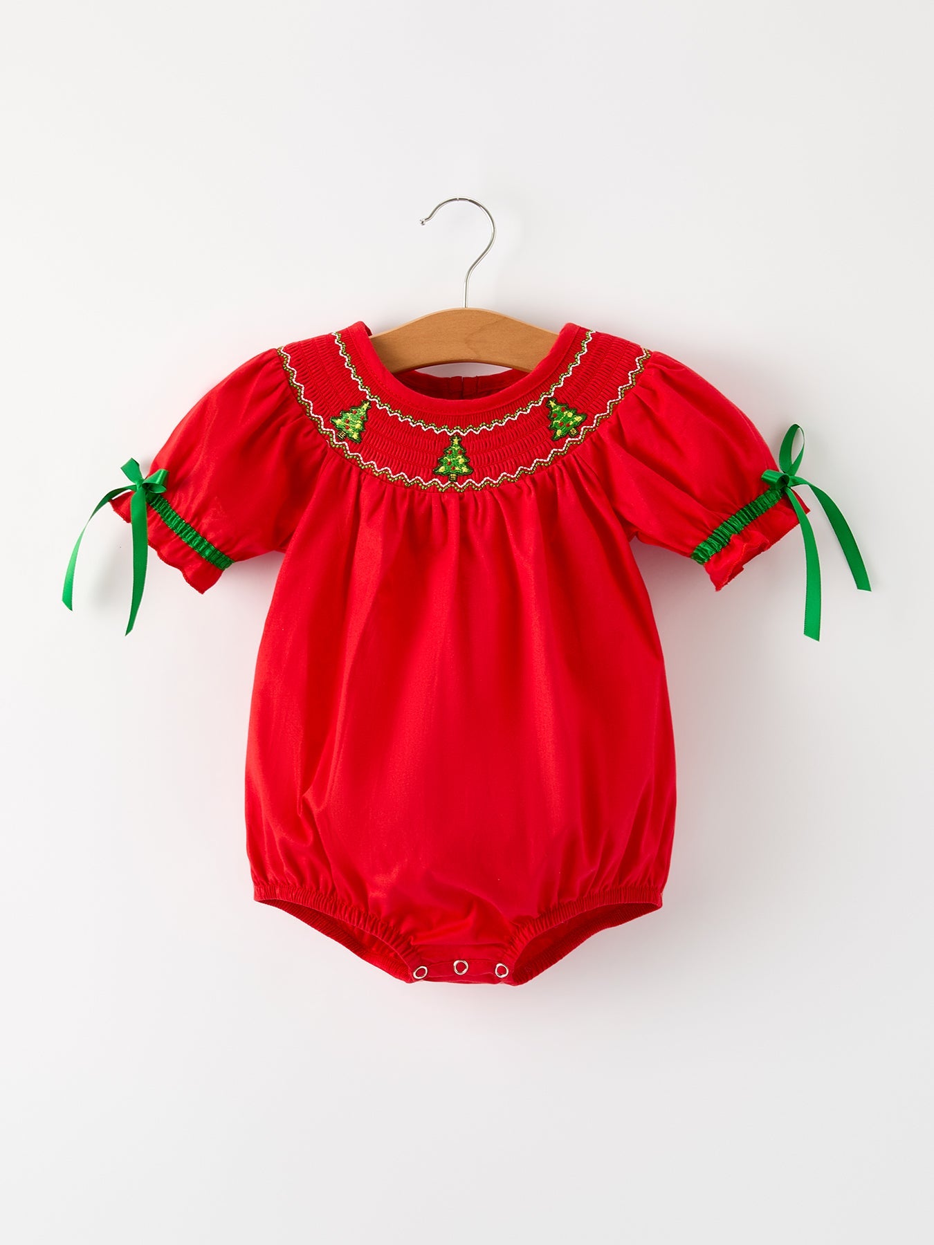 Christmas Baby Romper: Adorable Green Christmas Tree Embroidery