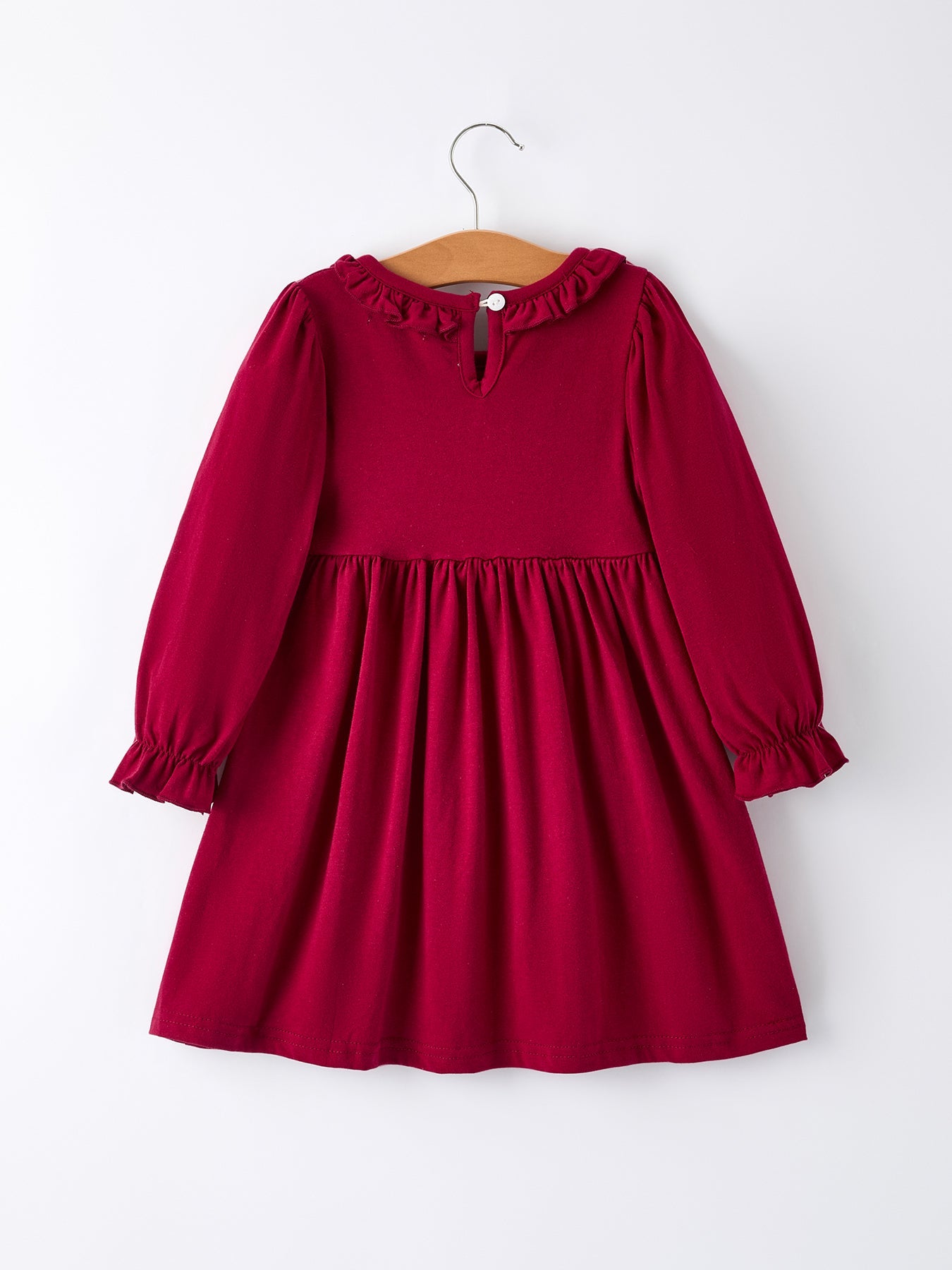 Christmas Smocking Embroidered Girls Dress with Green Plaid Bow