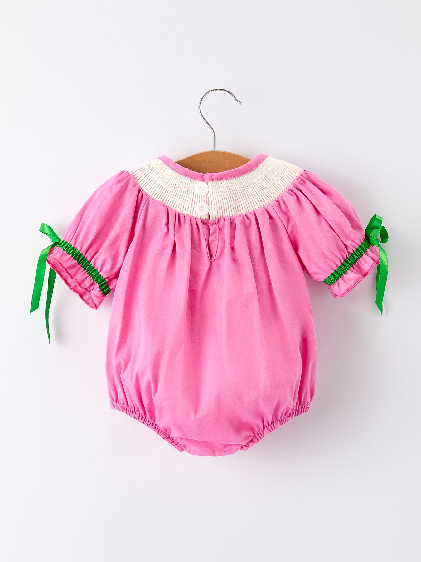 Christmas Pink Christmas Smocked Embroidery Tree Baby Girls Romper