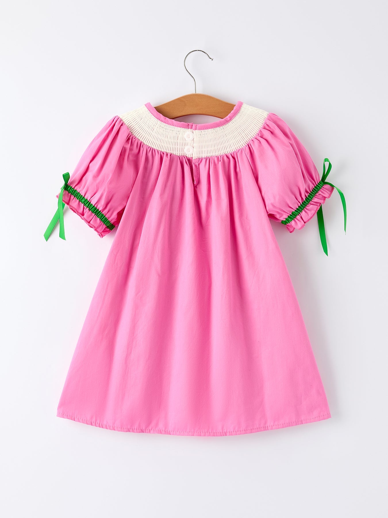 Christmas Pink Christmas Smocked Embroidery Tree Baby Girls Dress