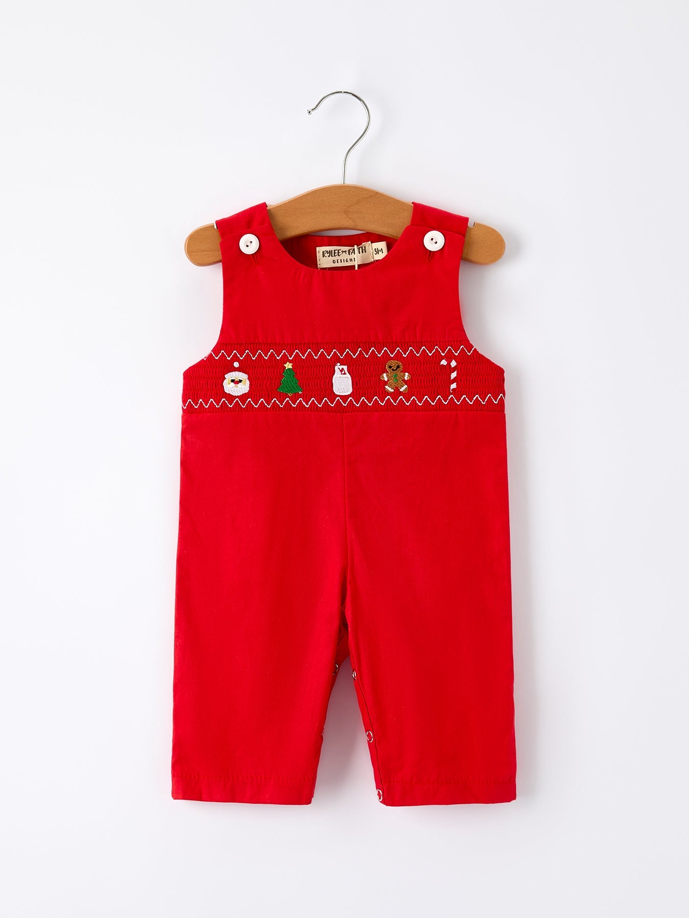 Christmas Gingerbread Embroidery Red Baby Boy Romper with Bow