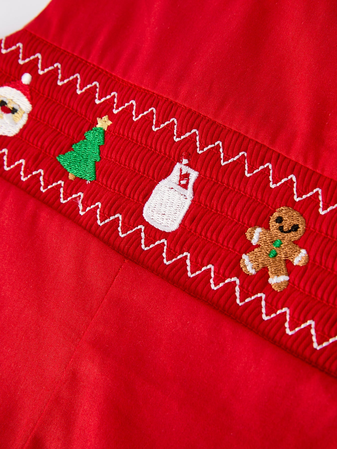 Christmas Gingerbread Embroidery Red Baby Boy Romper with Bow