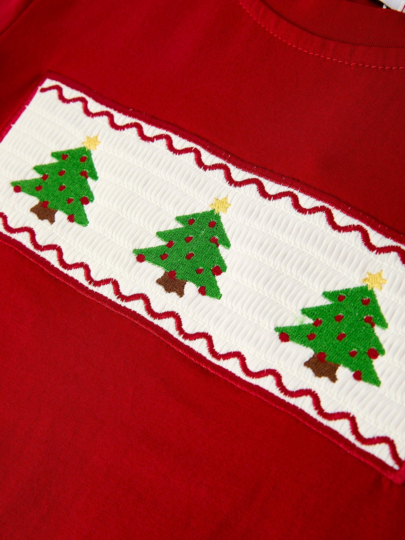 Christmas Smocking Embroidered Christmas Tree Plaid Boys Set