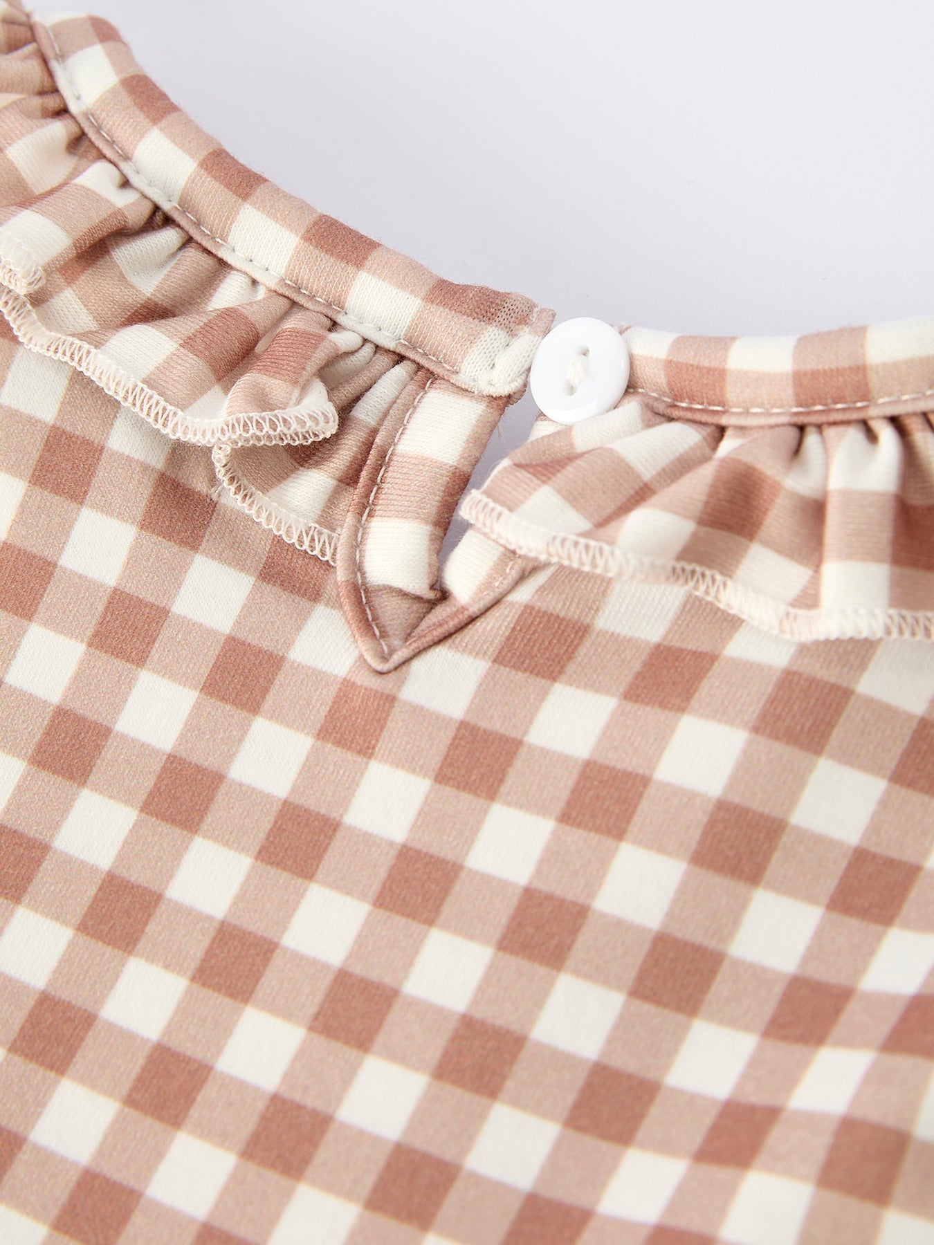 Christmas Vintage-Style Plaid Embroidered Gingerbread and Bows Girls Romper