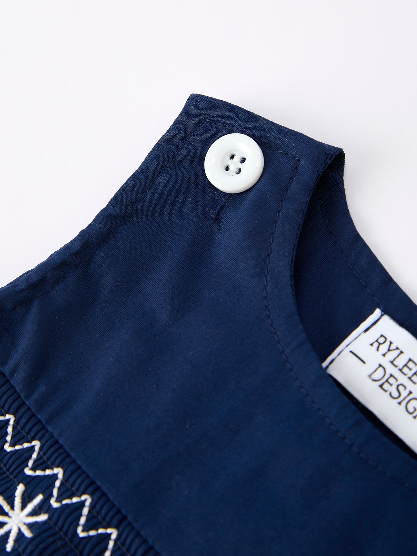 Christmas Navy Blue Nativity Smocking Embroidered Baby Boy Romper