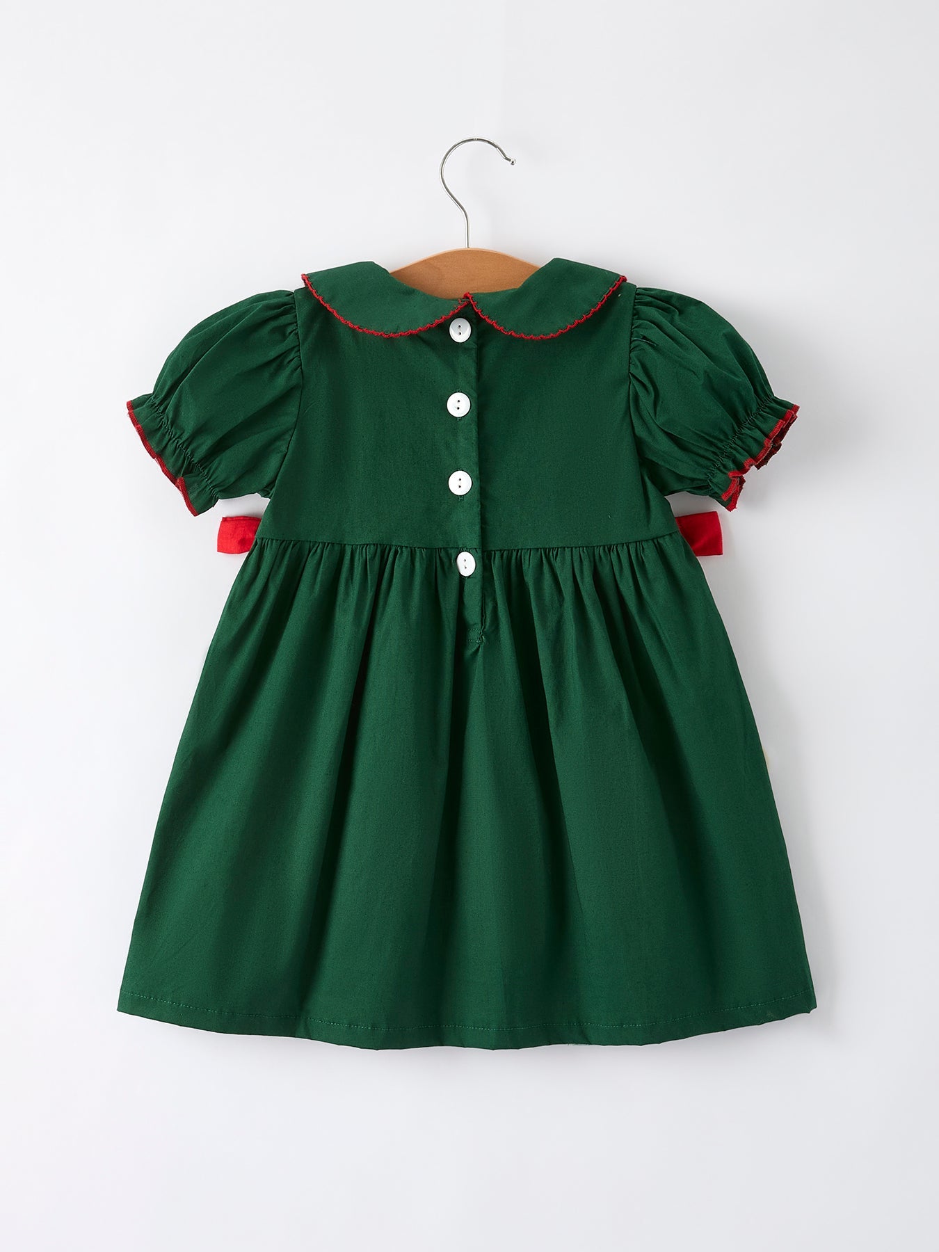 Girls Holiday Outfit – Santa Bow Green Christmas Dress