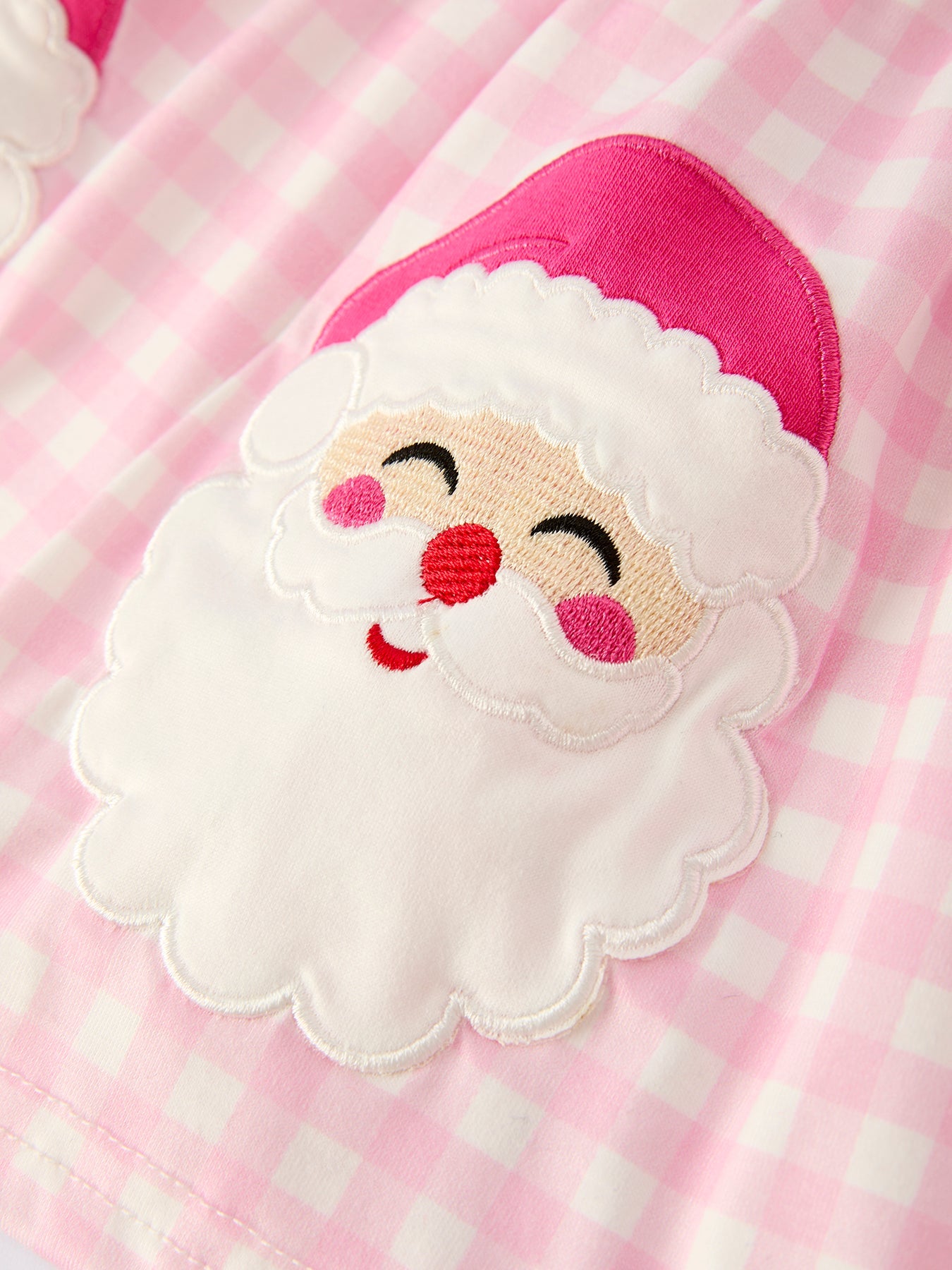 Christmas Santa Applique Striped Girls Set with Red Ruffle Trim