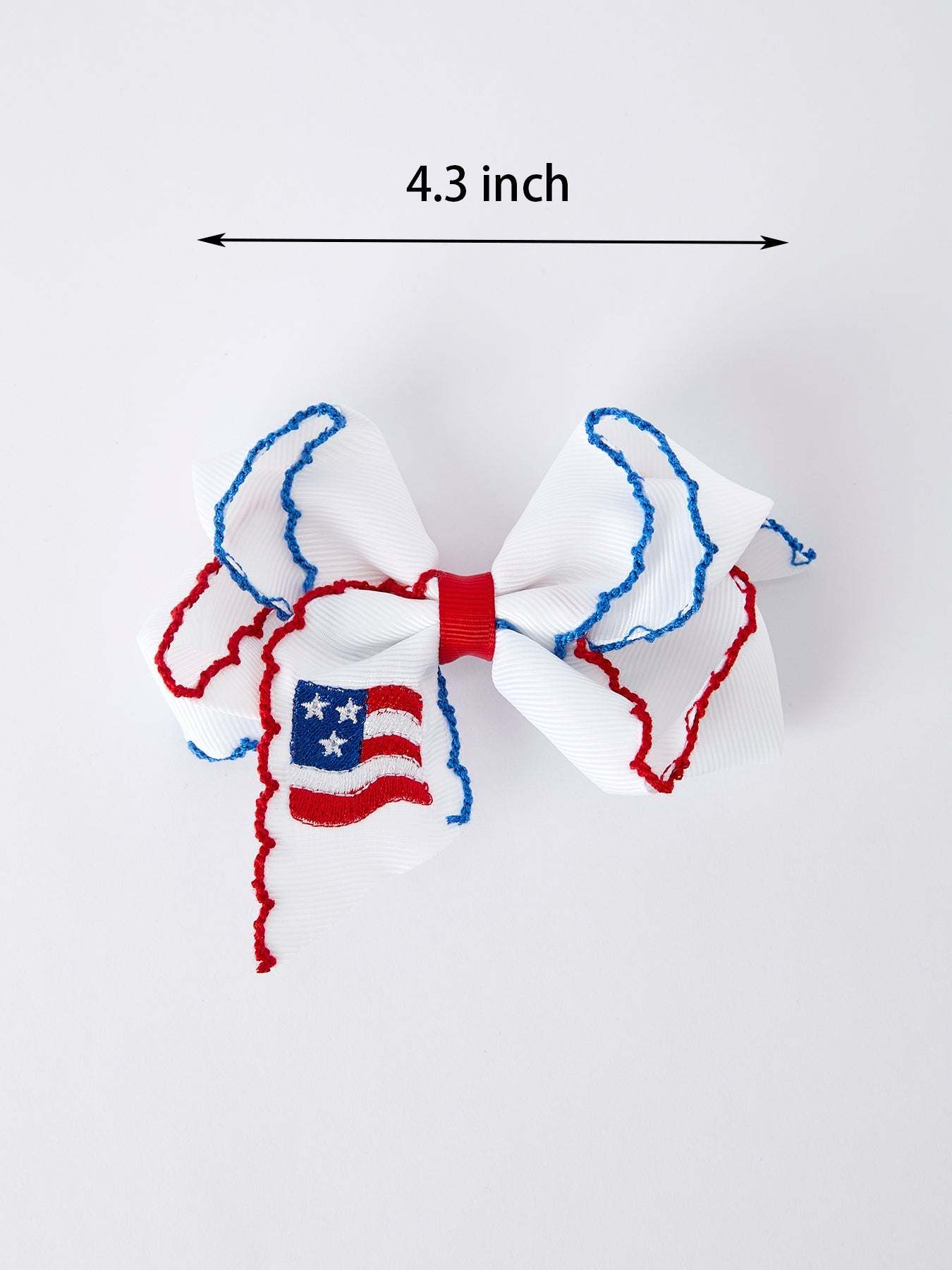 Stars & Stripes Flag Hair Bow Toddler Girls July 4th Hair Accessory Bows - detail view