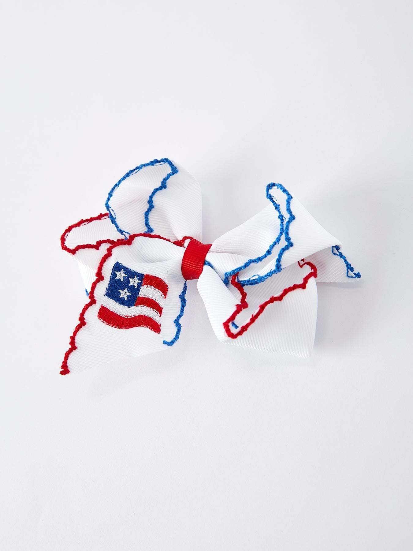 Stars & Stripes Flag Hair Bow Toddler Girls July 4th Hair Accessory Bows - back view