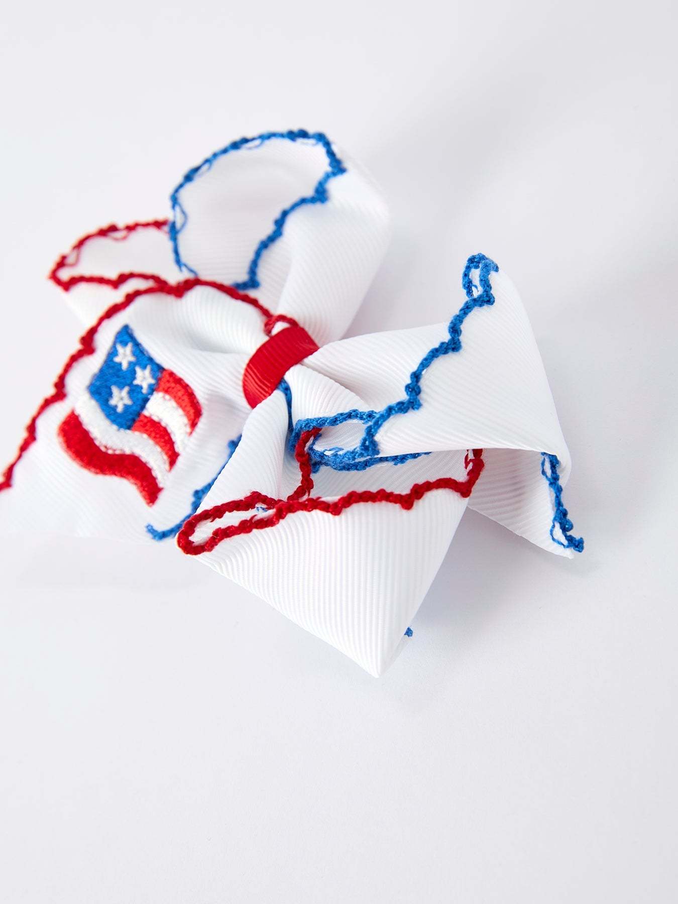 Stars & Stripes Flag Hair Bow Toddler Girls July 4th Hair Accessory Bows - side view
