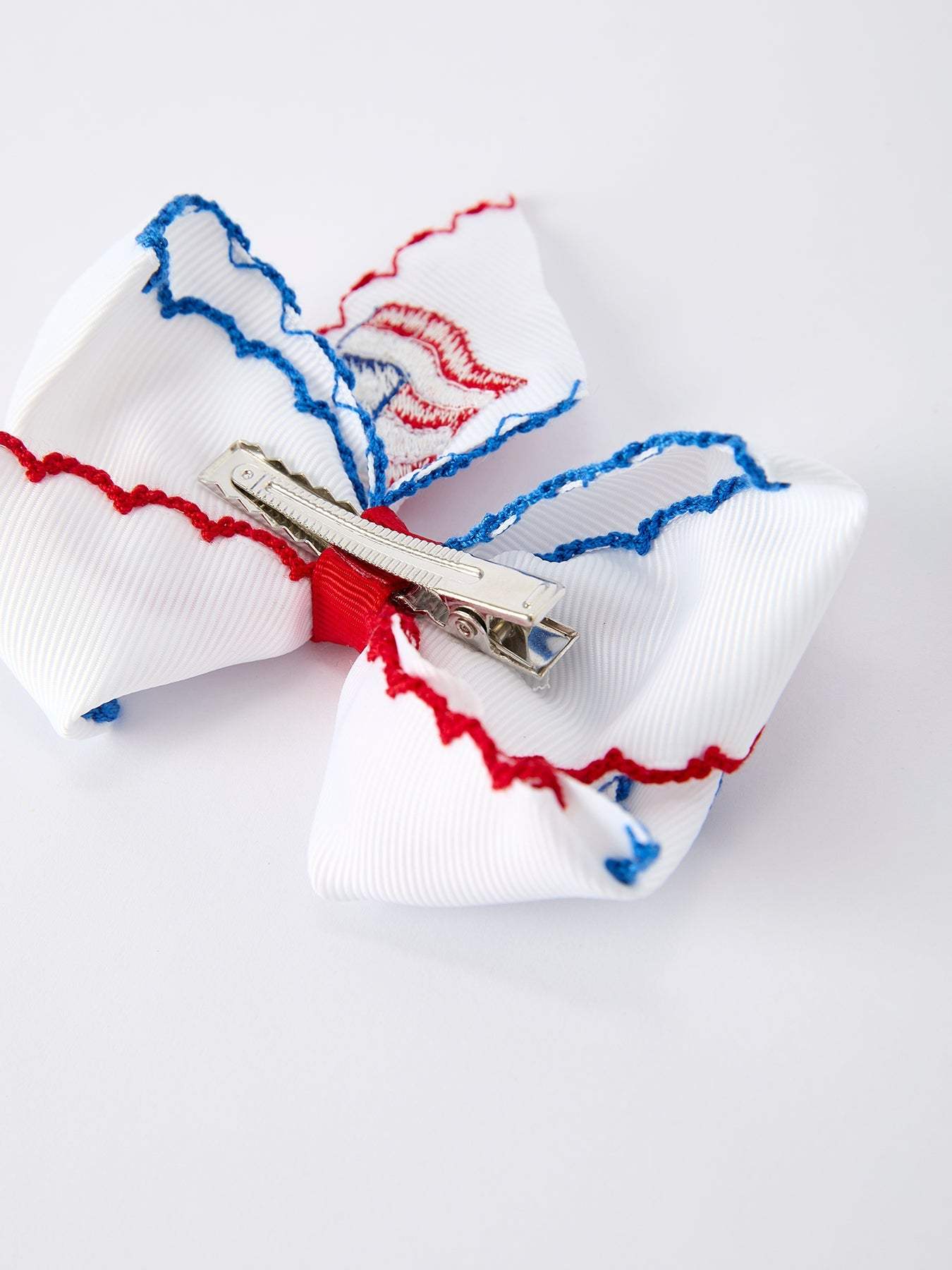 Stars & Stripes Flag Hair Bow Toddler Girls July 4th Hair Accessory Bows - styling detail