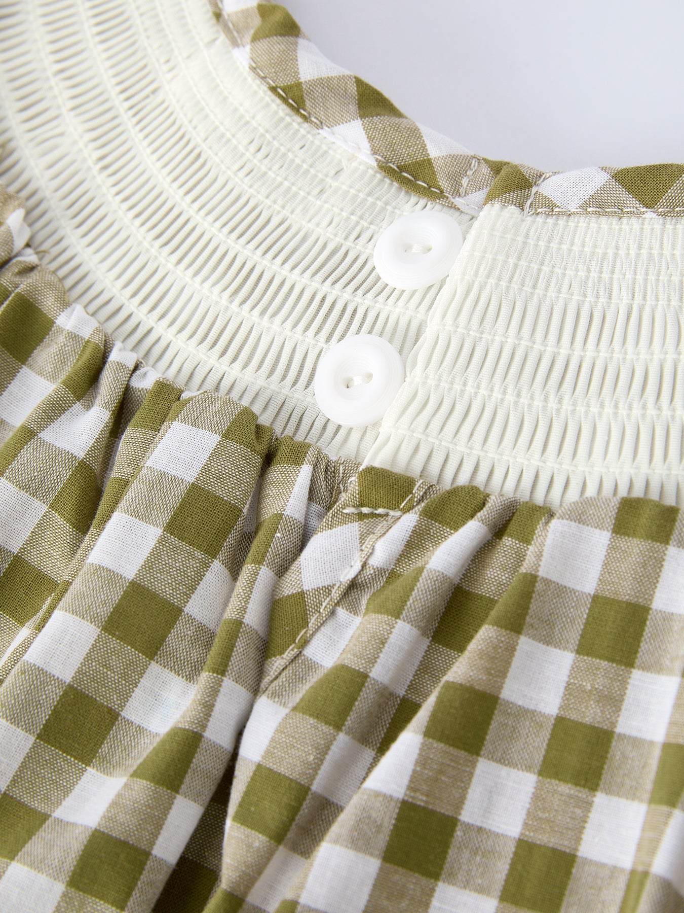 Green Plaid Fish Embroidered Baby Girls Smocked Dress