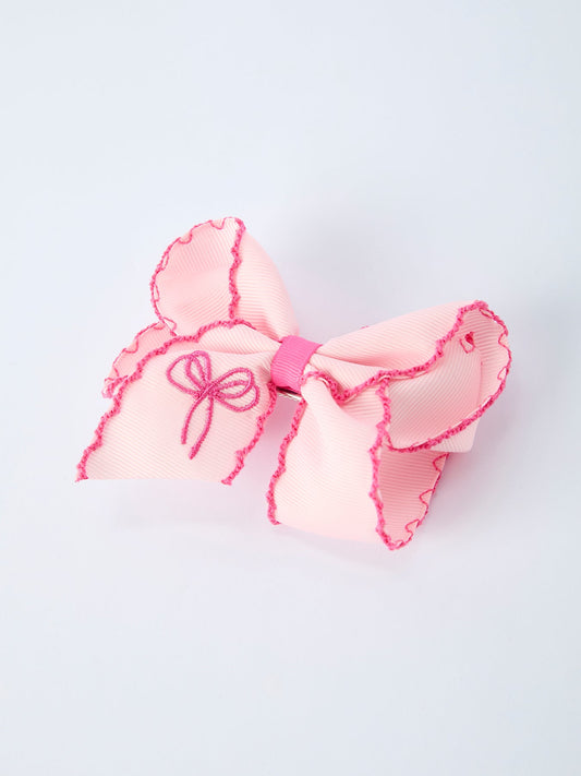 Bow Embroidered Girls Hairpin 4.1 Inches