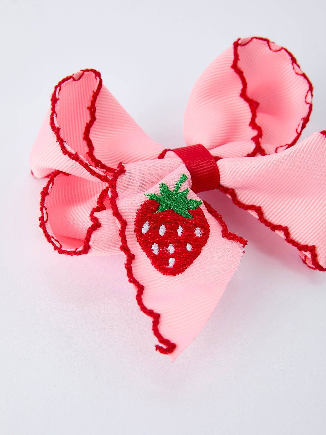 Strawberry Embroidered Girls Hairpin 4 Inches