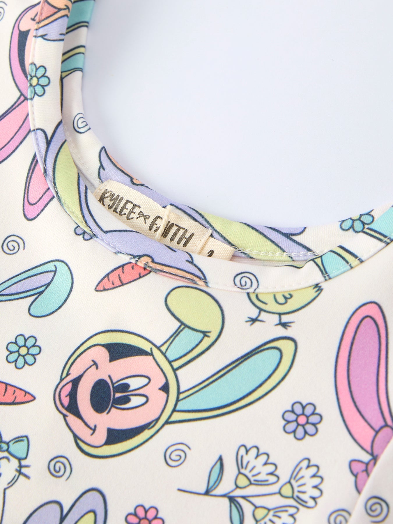 Easter Pastel Character Pattern Short Sleeve Girls Dress