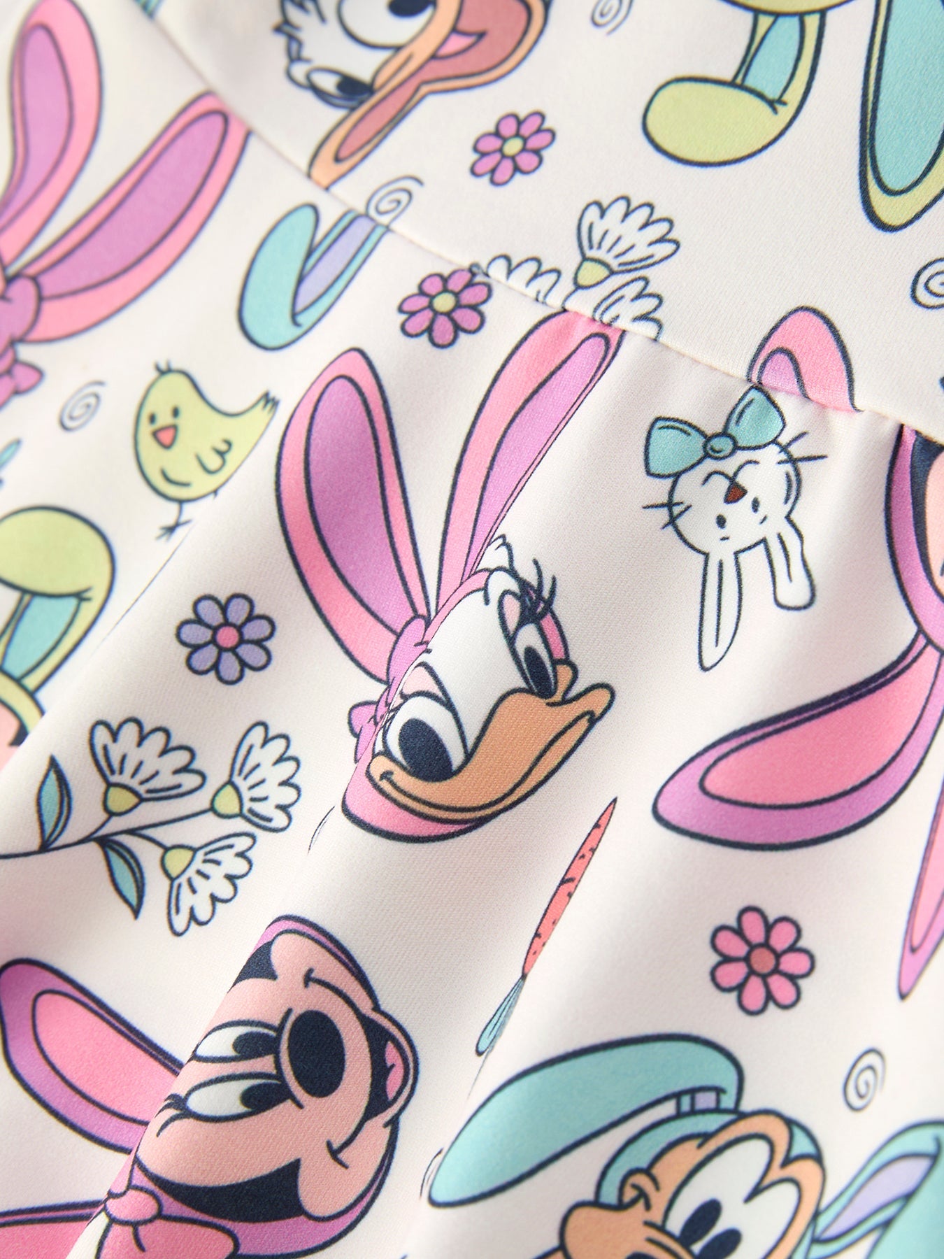 Easter Pastel Character Pattern Short Sleeve Girls Dress