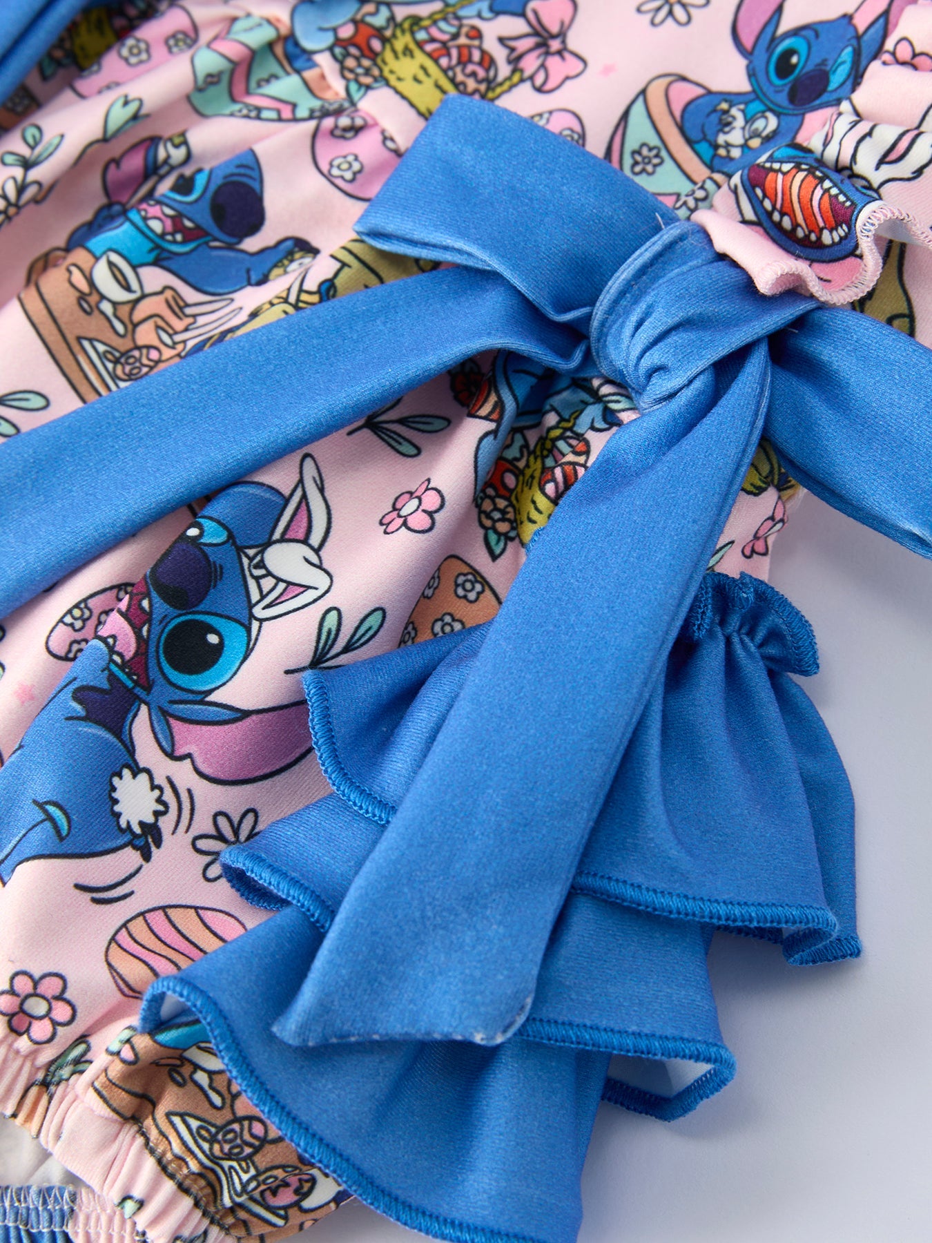 Easter Print Ruffle Bows Girl Romper