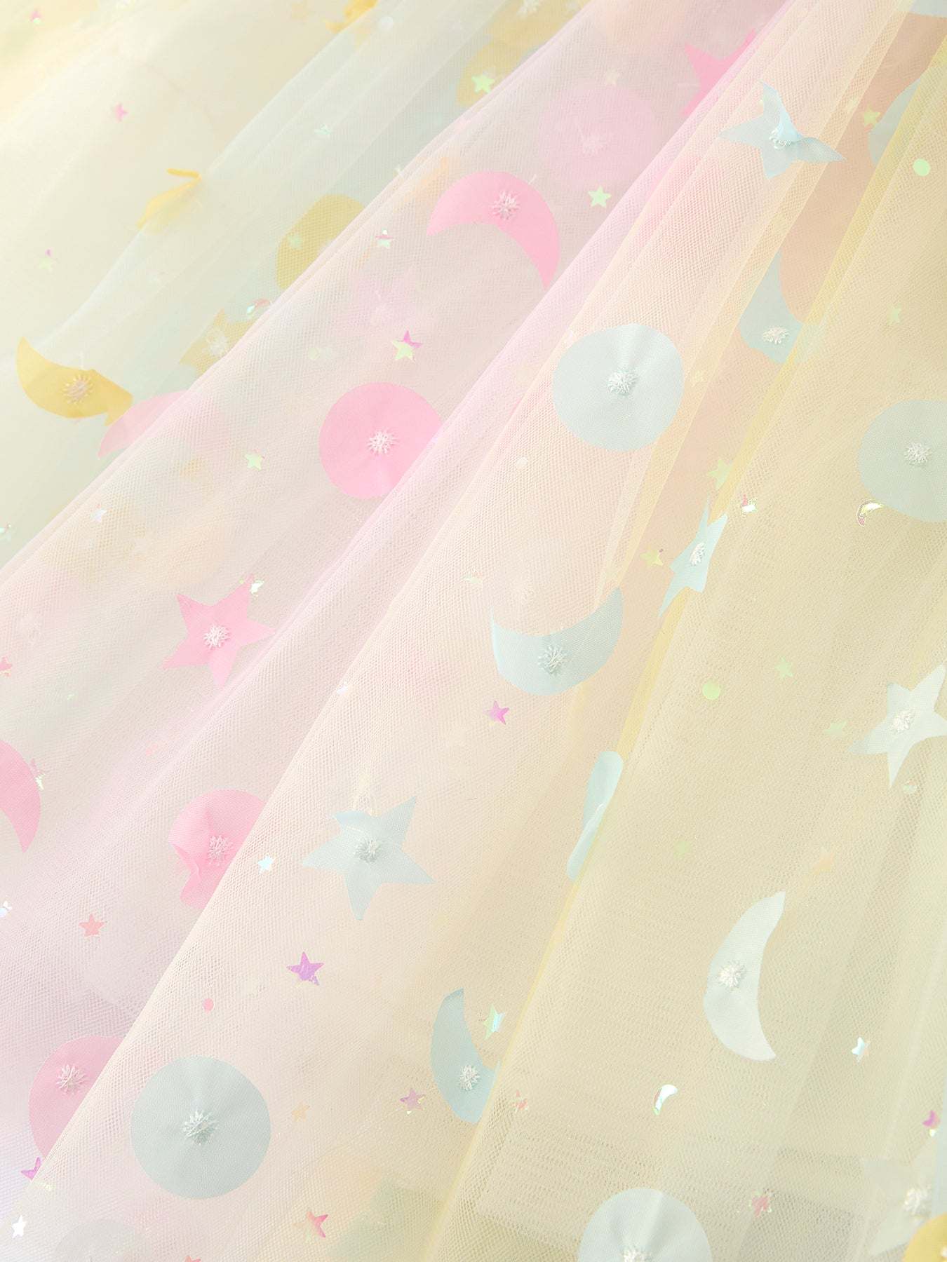 Pastel Rainbow Sequin Tulle Party Girls Dress Outfit - fabric and material close-up