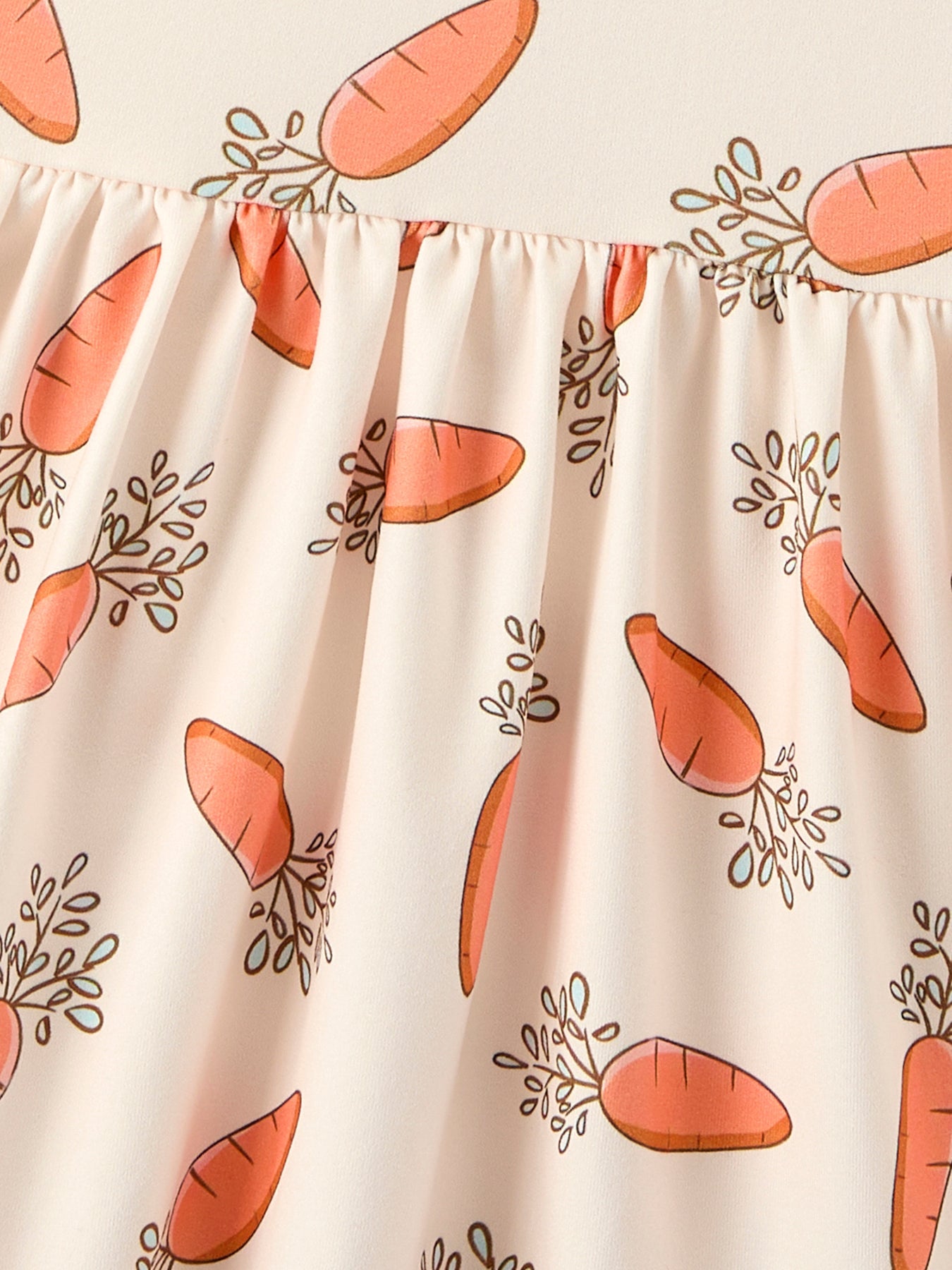 Easter Carrot Print Girls Ruffle Hem Dress
