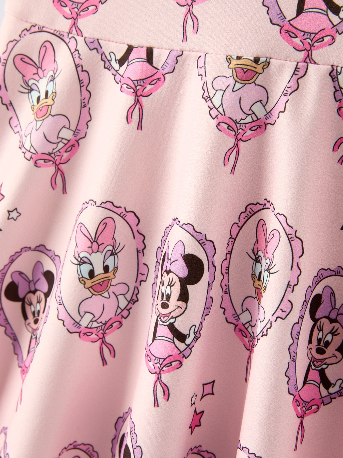 Pink Character Mirror Bow Print Girls' Dress