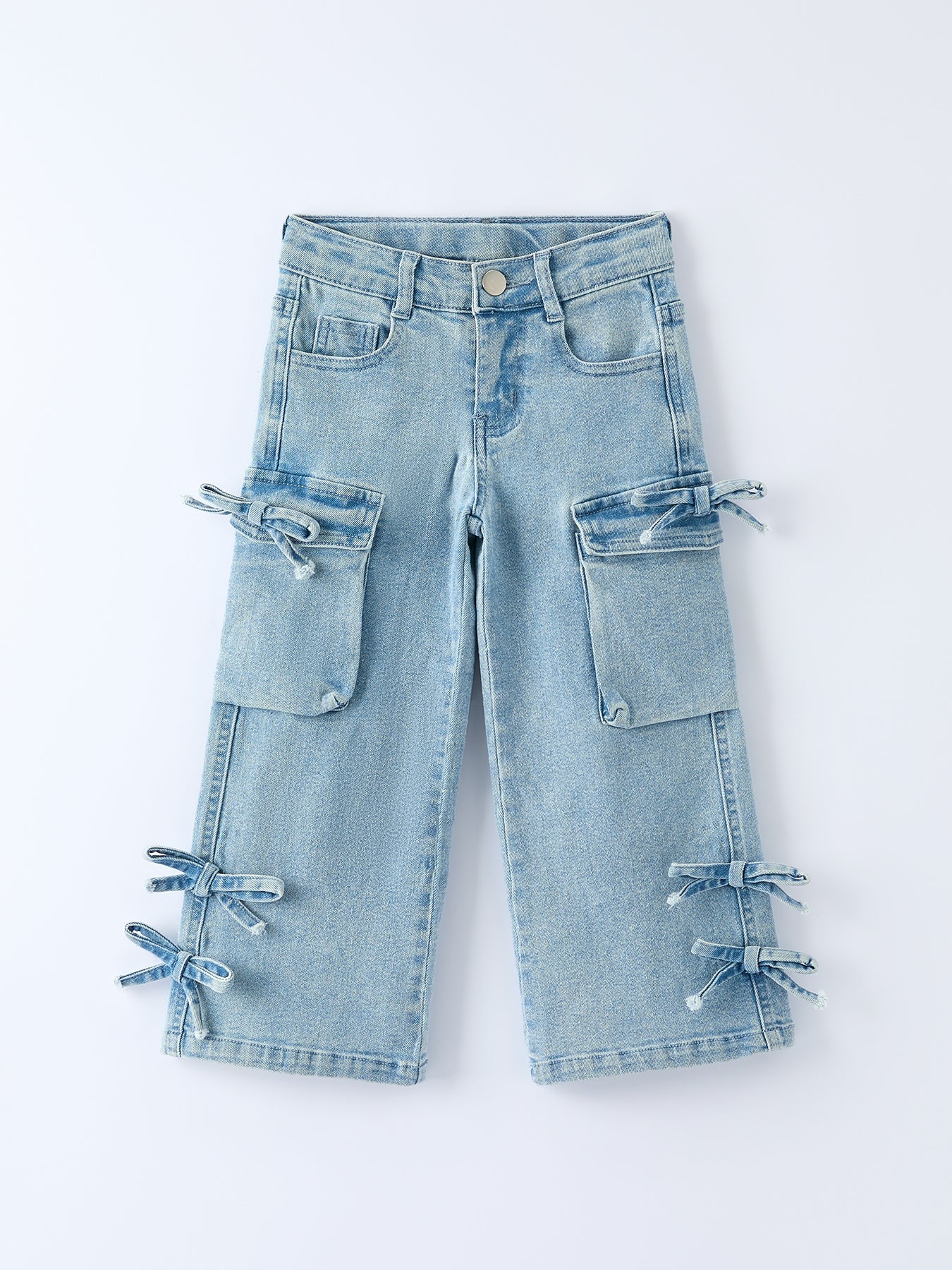 Wide-Leg Denim Pants With Pockets jeans front view