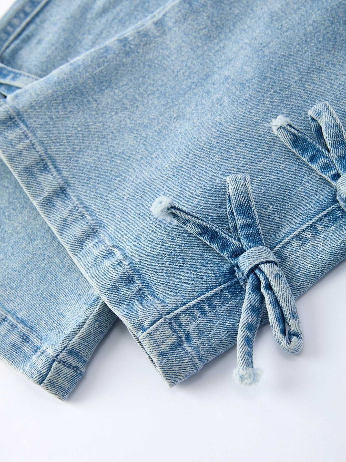 Wide-Leg Denim Pants With Pockets jeans fabric and material close-up