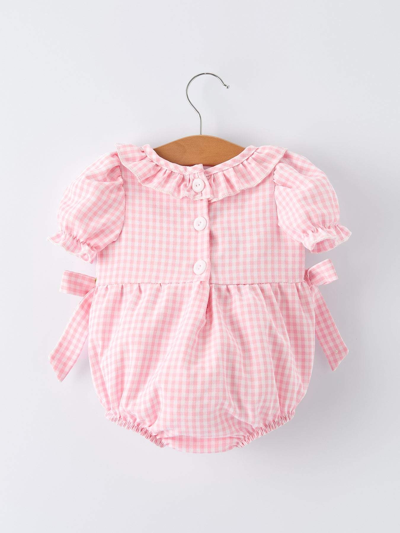 Baby Girls Summer Crocodile Embroidered Smocked Romper detail view