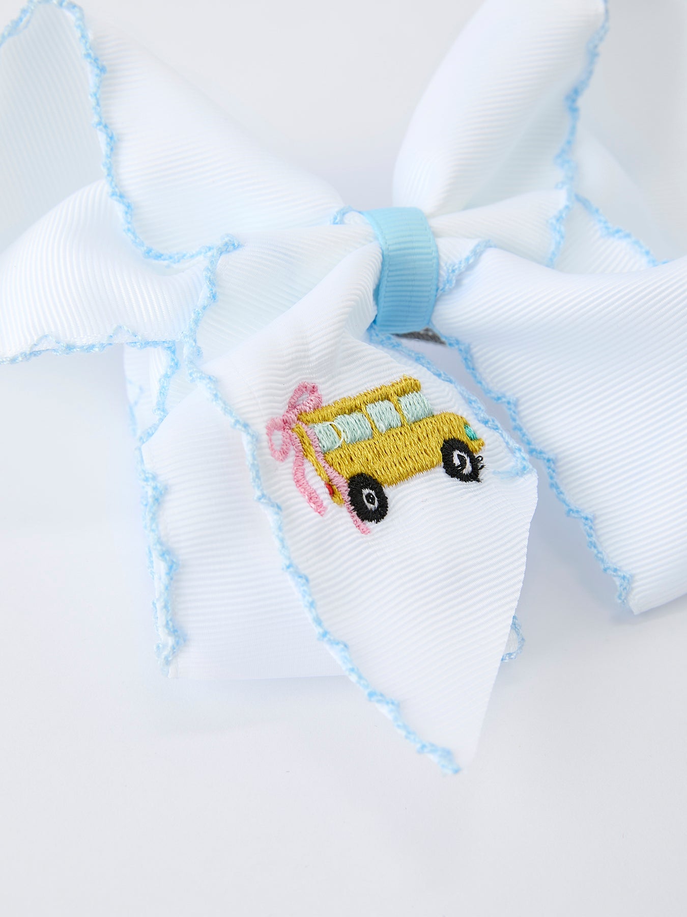 Back-to-school truck hairpin shown in 4 inch and 6.25 inch sizes