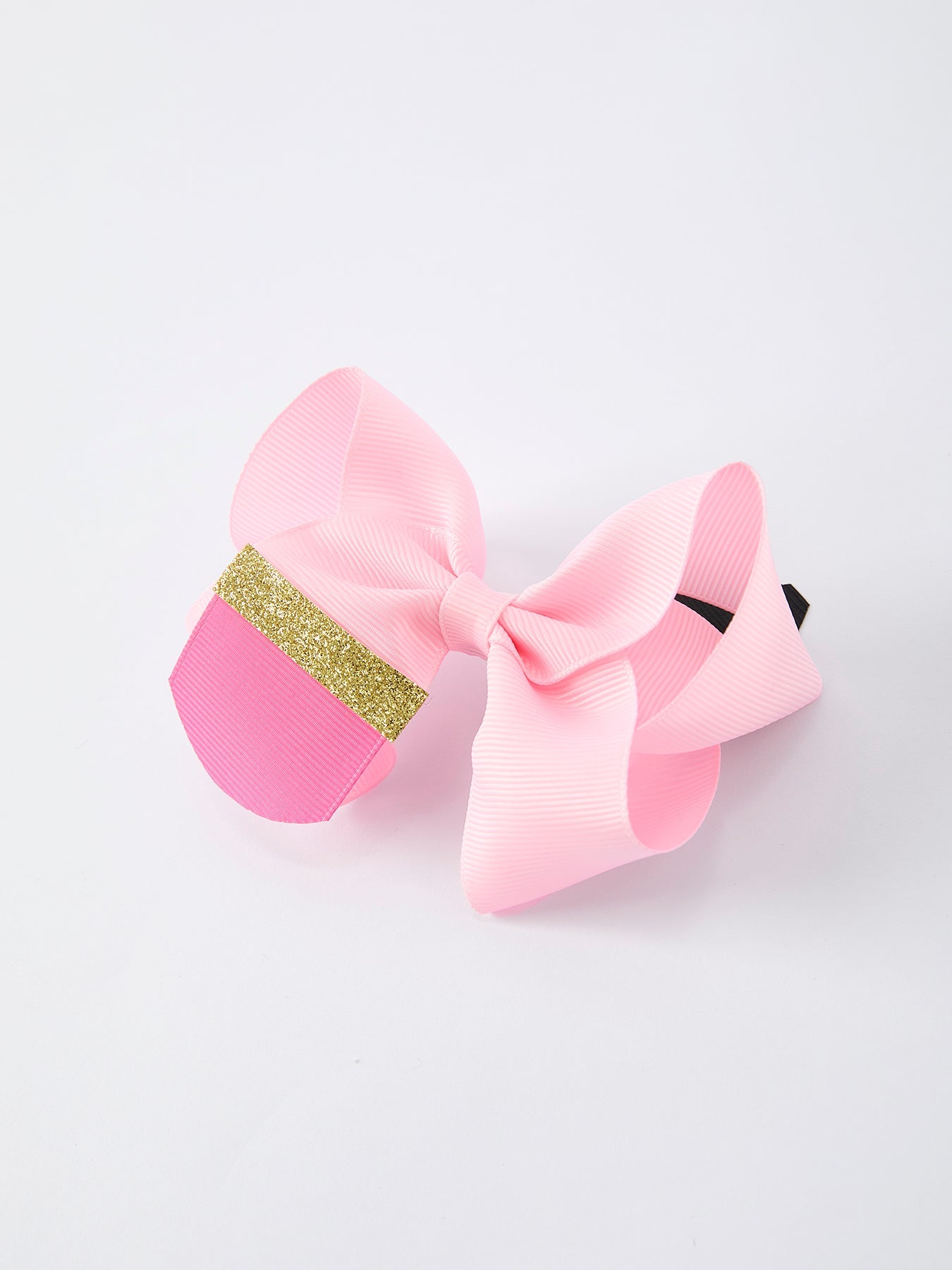 Pink 3.5 inch pencil bow girls hair clip