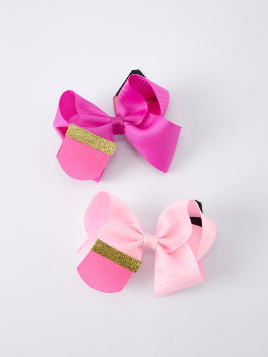 Back-to-school pencil bow girls hair clip front view