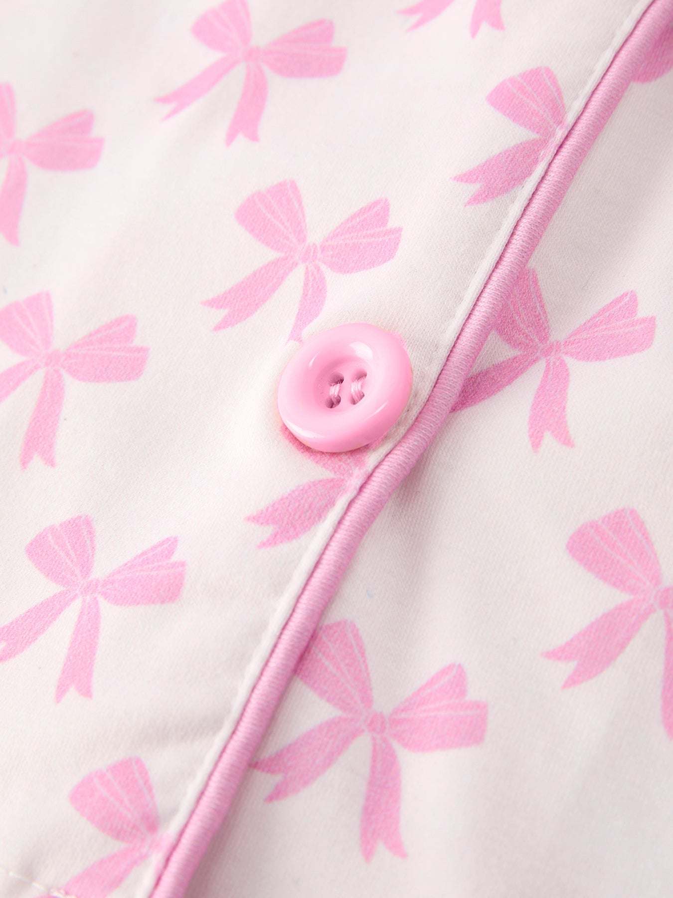 Mommy & Me Pink Bow Print Ruffle Pajama Set