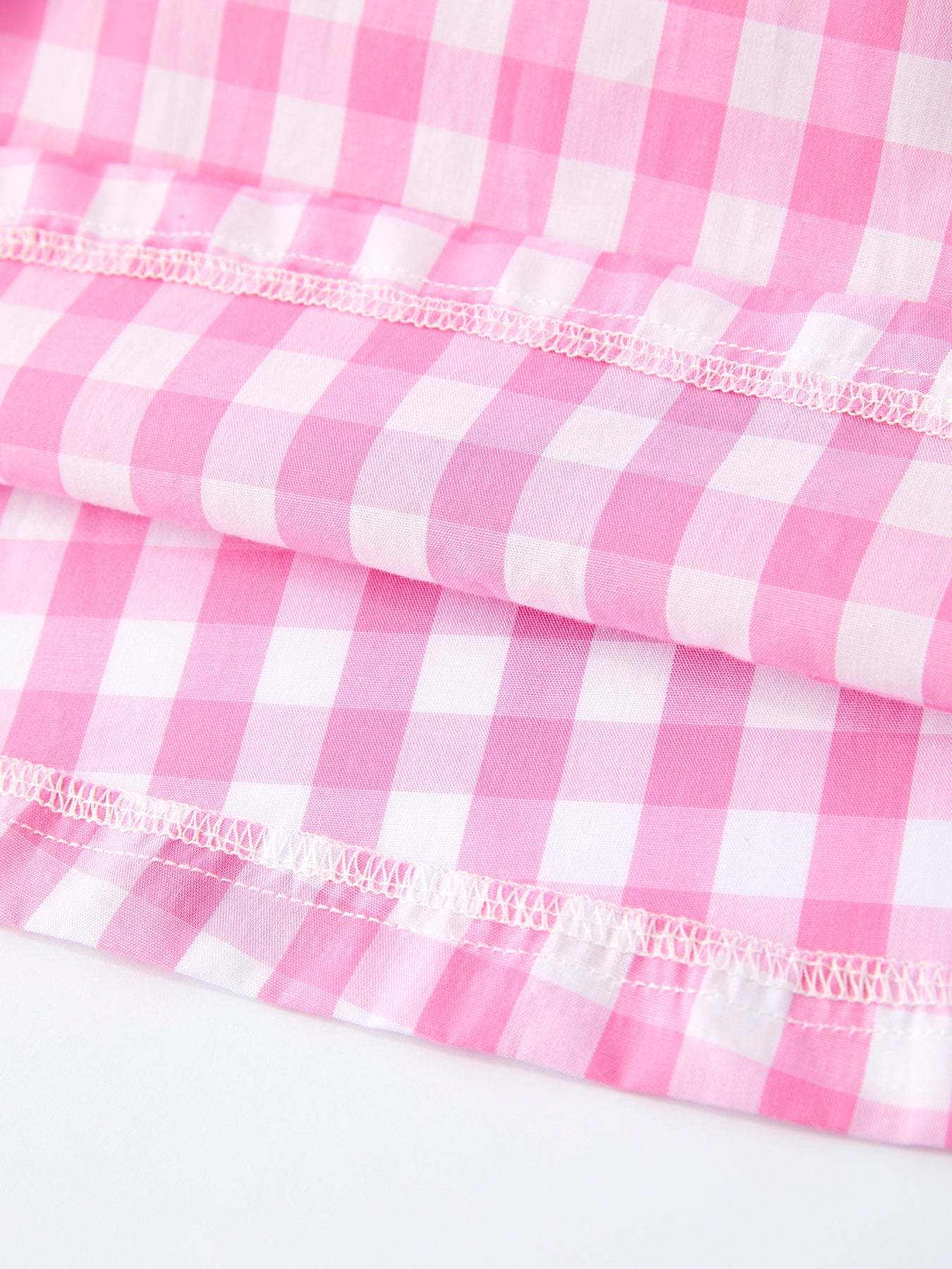 Spring Plaid Girls Dress Bow Flutter Sleeve - styling detail