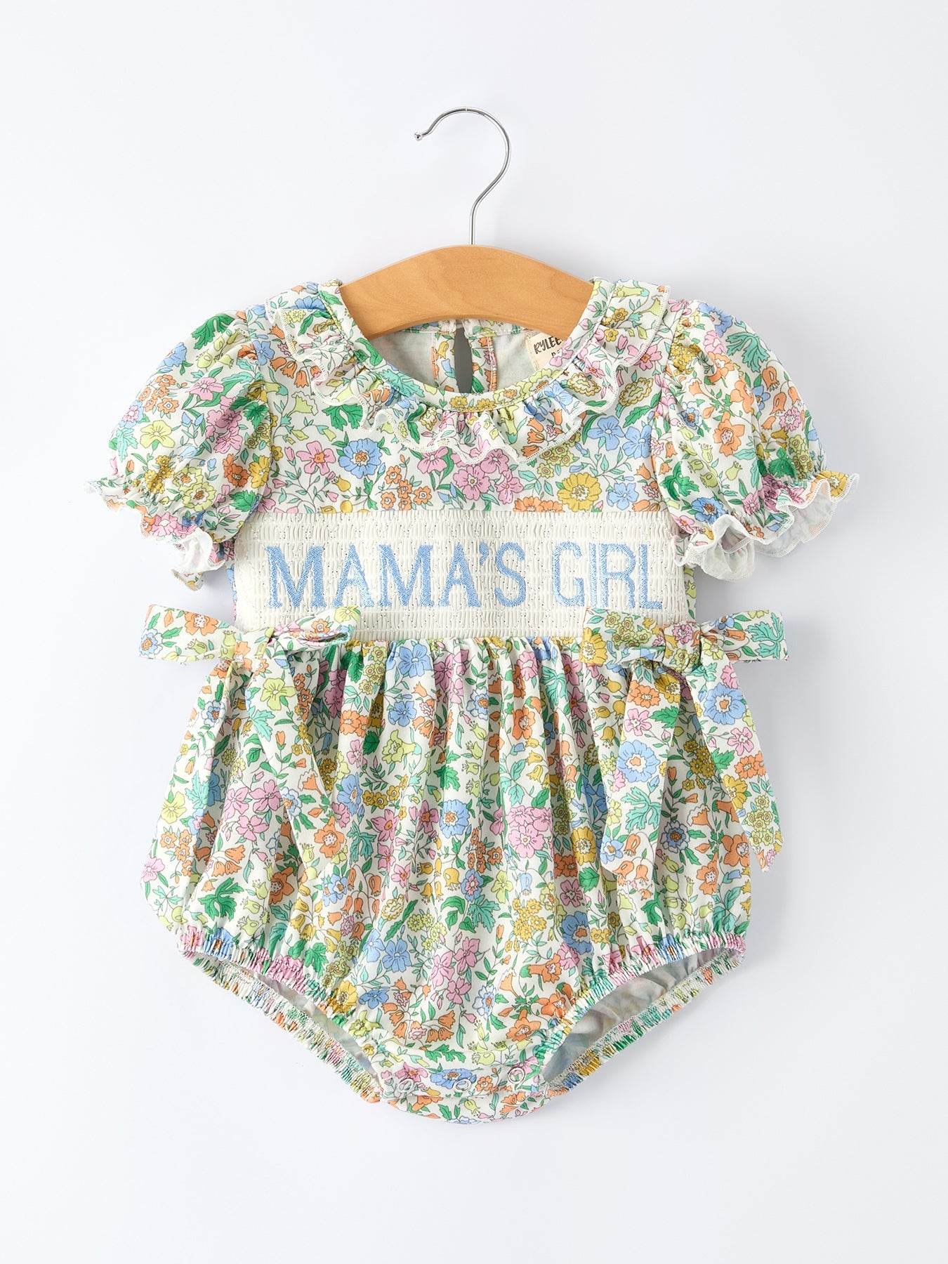 "MAMA'S GIRL" Embroidered Smocked Girls' Romper