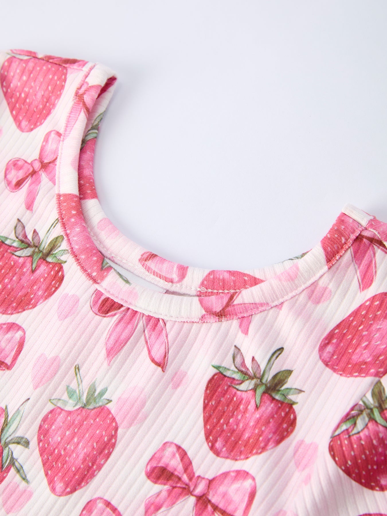 PREORDER Summer Strawberry Bow Girls Short Sleeve Dress