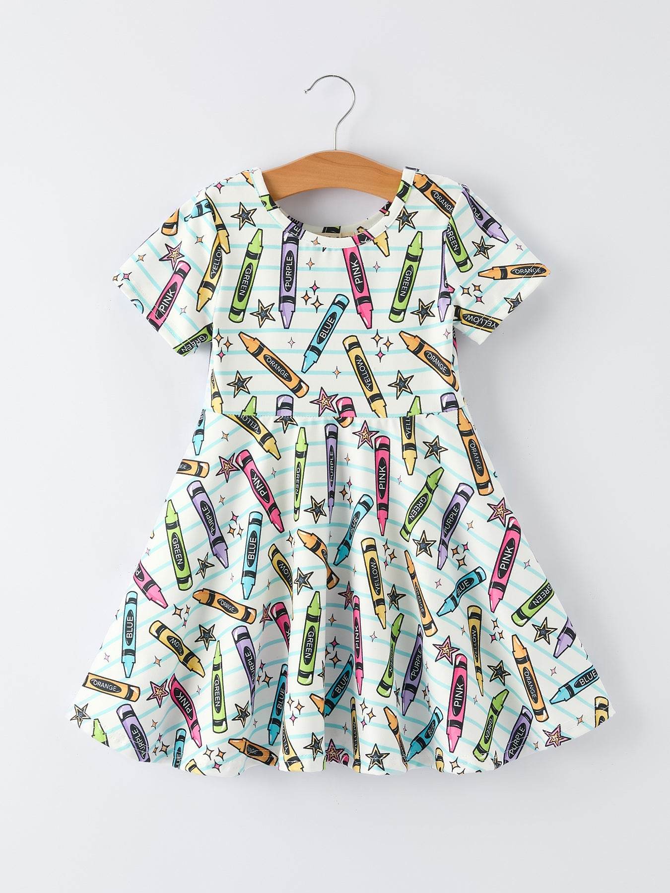 Girl Back To School Pencil Print Dress